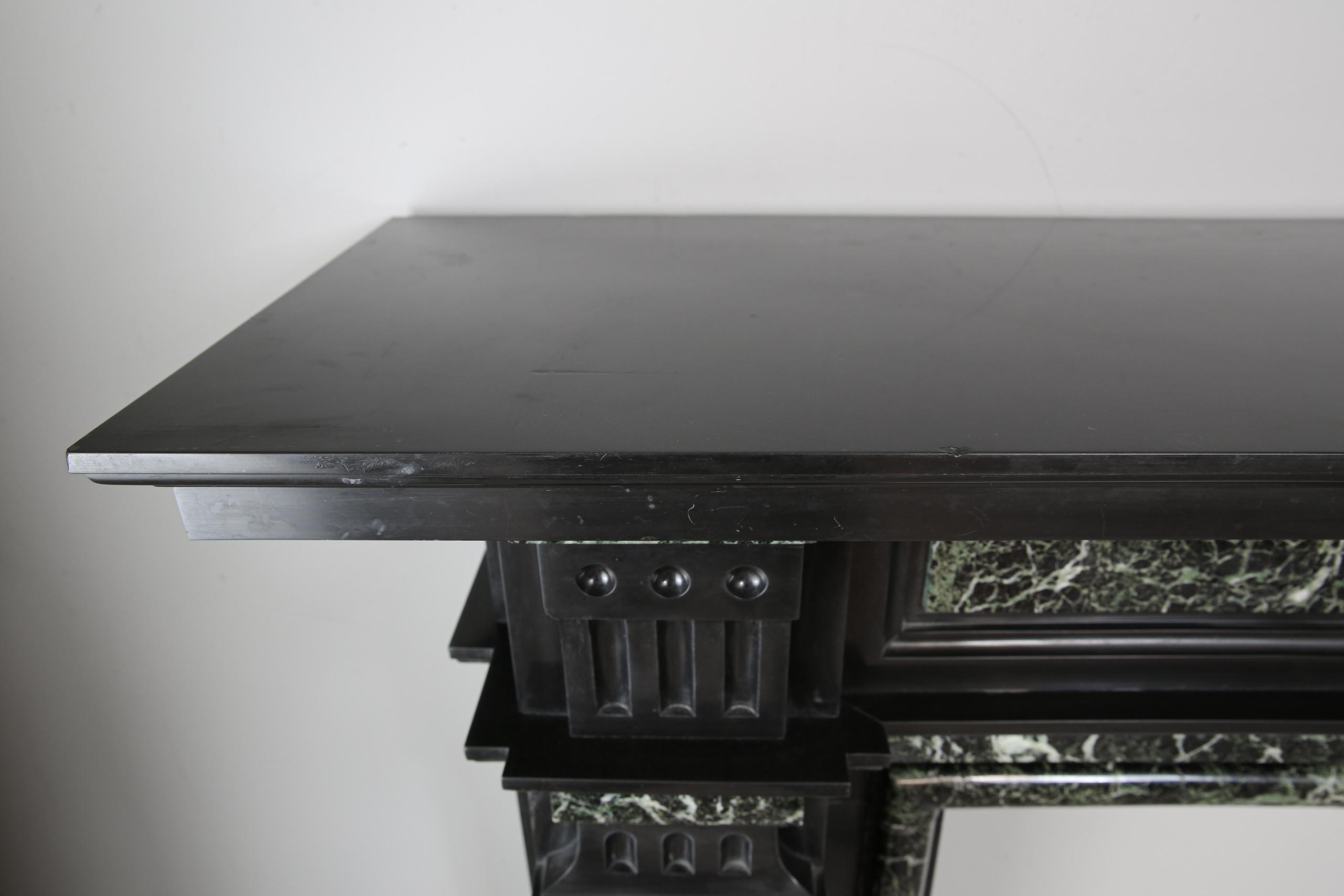 Grand Neoclassical Black and Green Marble Antique Fireplace Surround - Image 5