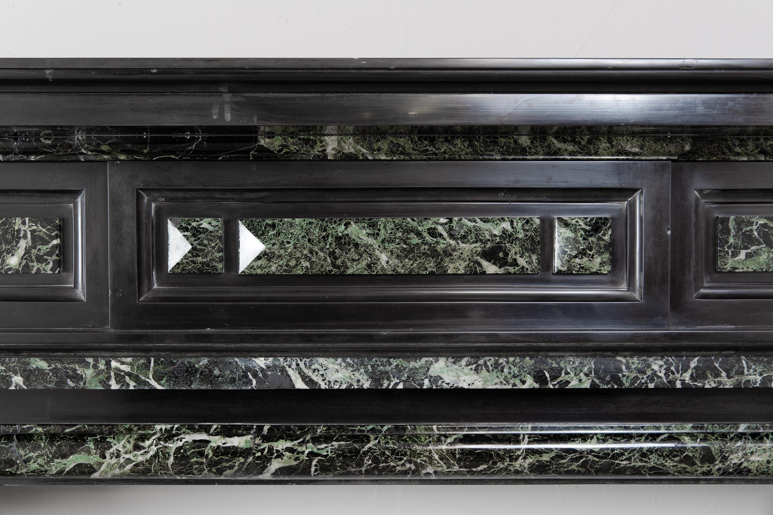 Grand Neoclassical Black and Green Marble Antique Fireplace Surround - Image 14