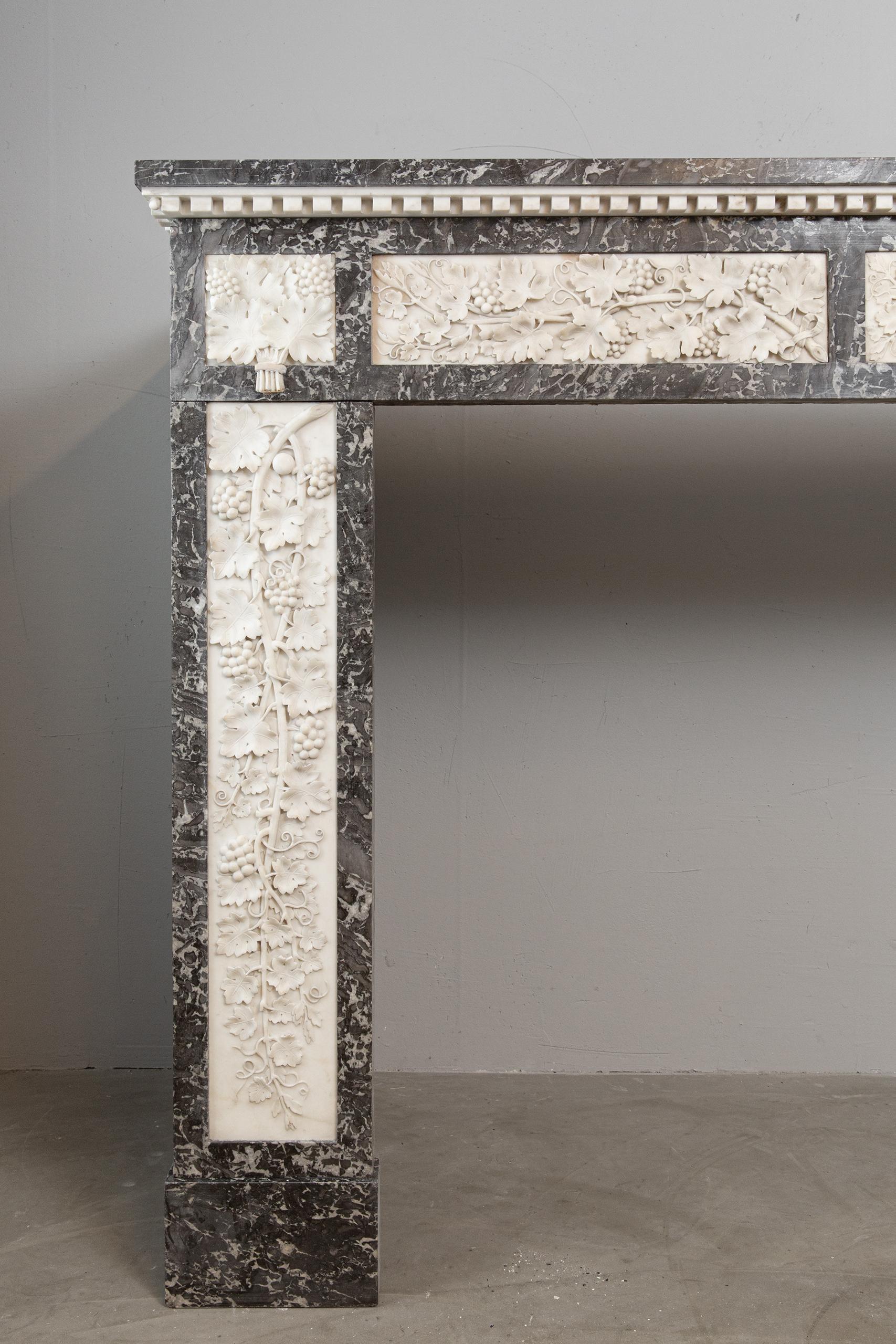 Grey and White Marble Antique Louis XVI full circulation fireplace - Image 13