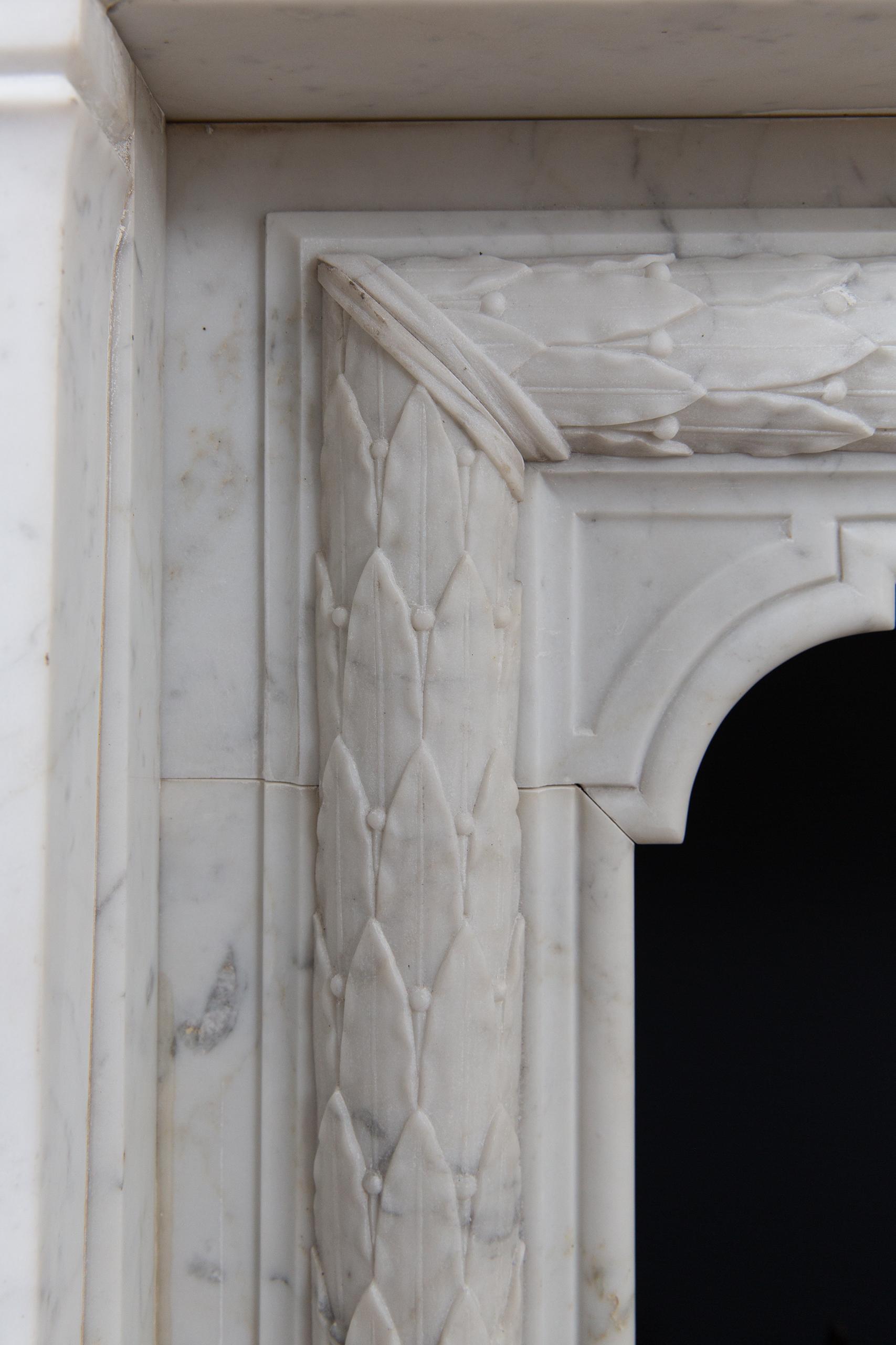 Beautiful French Louis VX Carrara Marble Antique Circulation Fireplace - Image 4