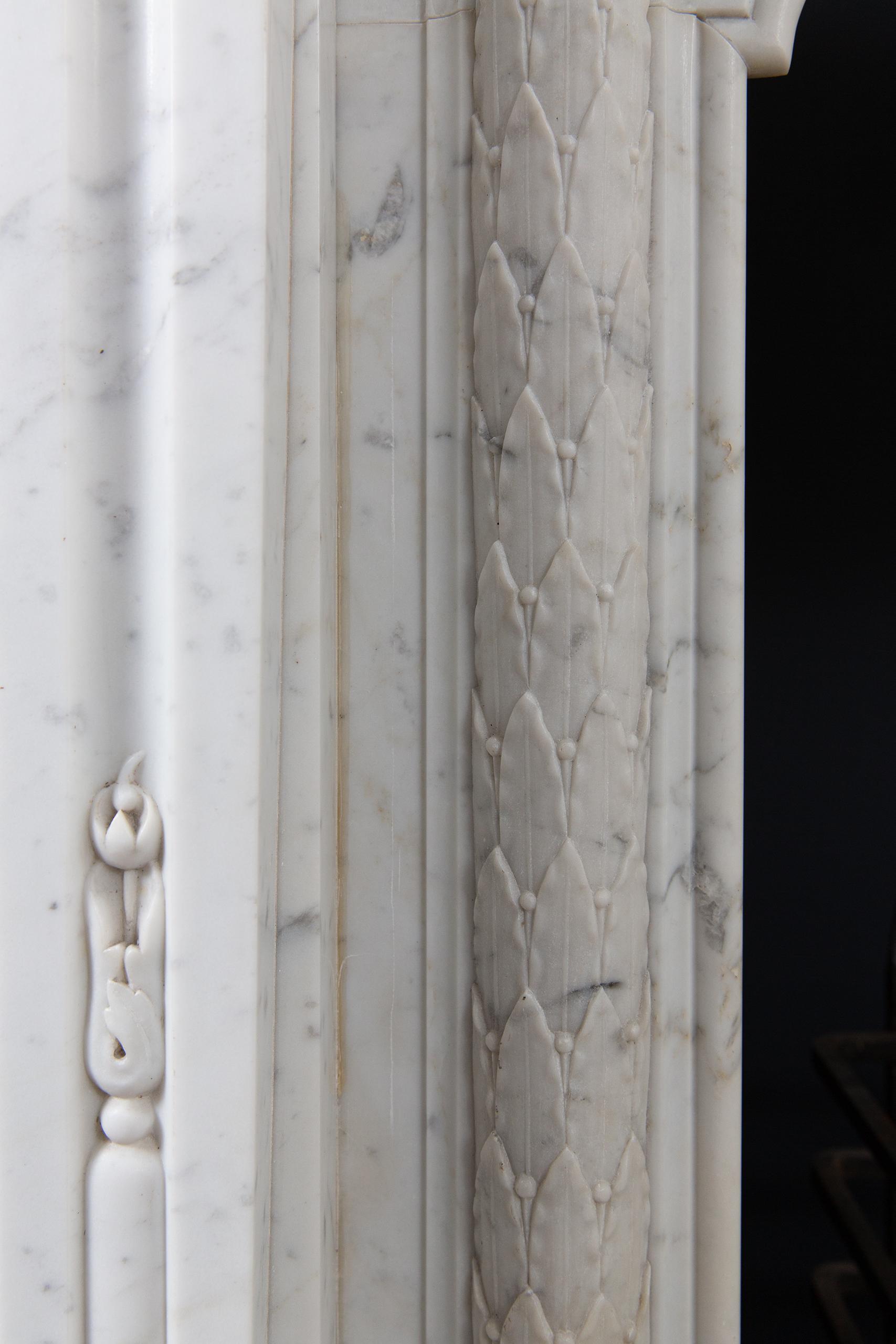 Beautiful French Louis VX Carrara Marble Antique Circulation Fireplace - Image 5