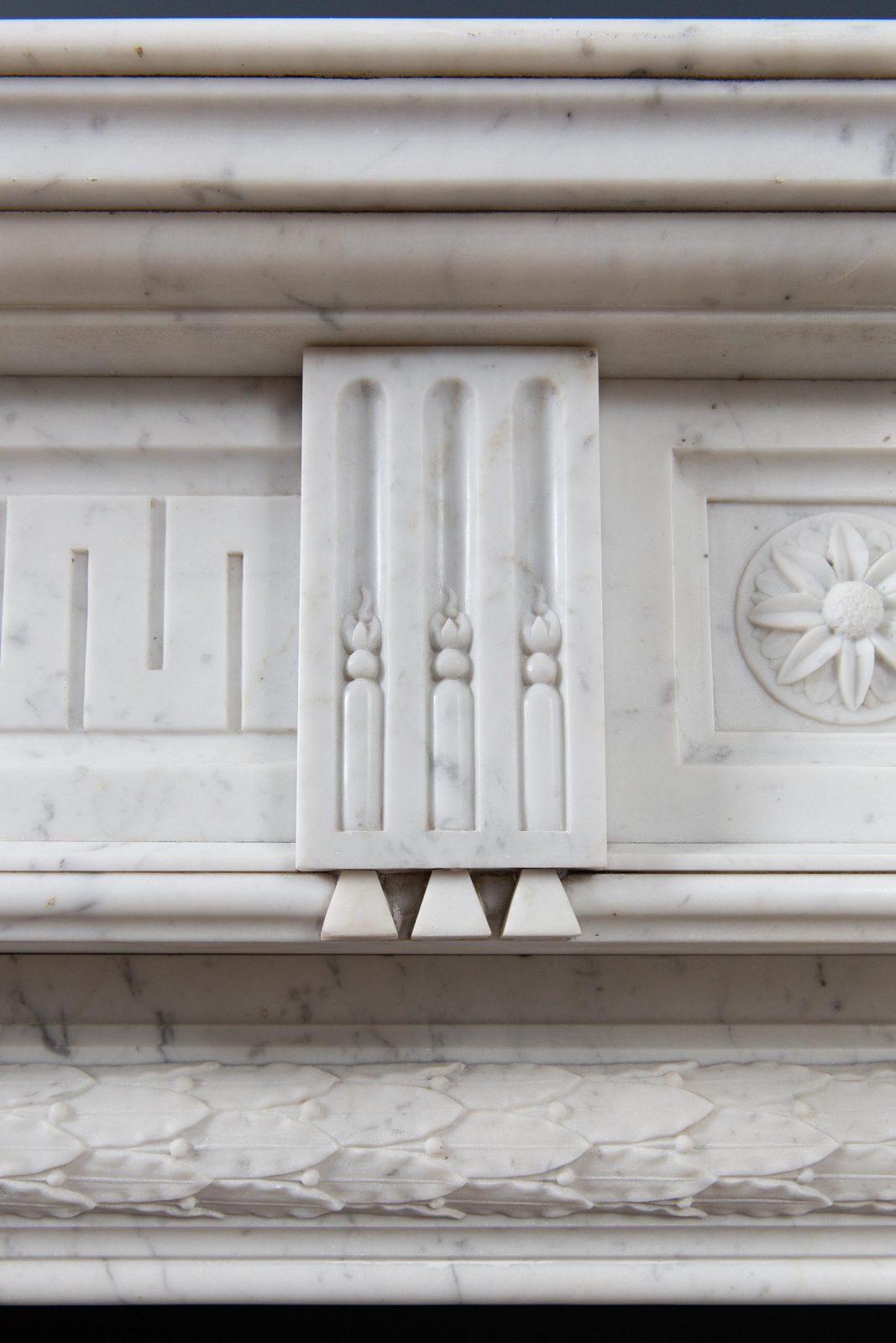 Beautiful French Louis VX Carrara Marble Antique Circulation Fireplace - Image 3