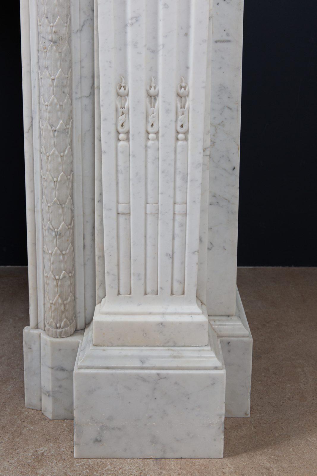 Beautiful French Louis VX Carrara Marble Antique Circulation Fireplace - Image 14