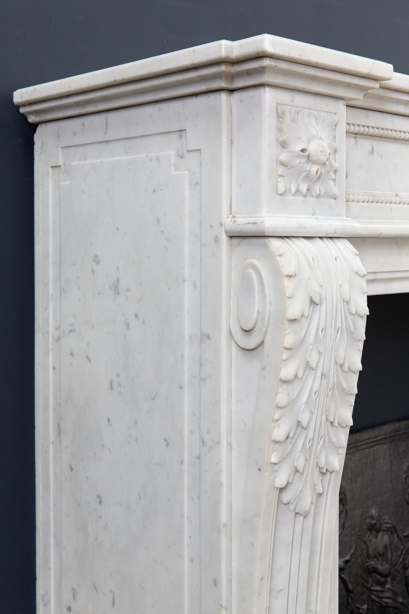 Luxury French  Louis XVI Carrara Marble Antique Fireplace Surround - Image 11