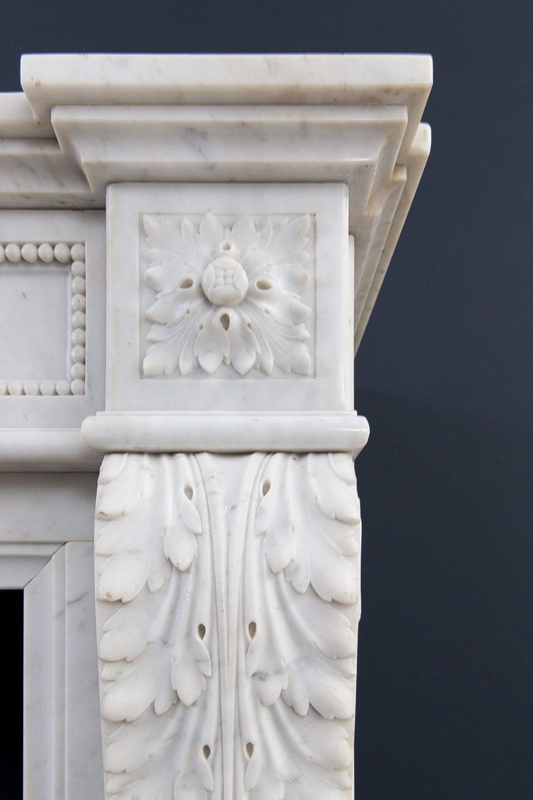 Luxury French  Louis XVI Carrara Marble Antique Fireplace Surround - Image 8