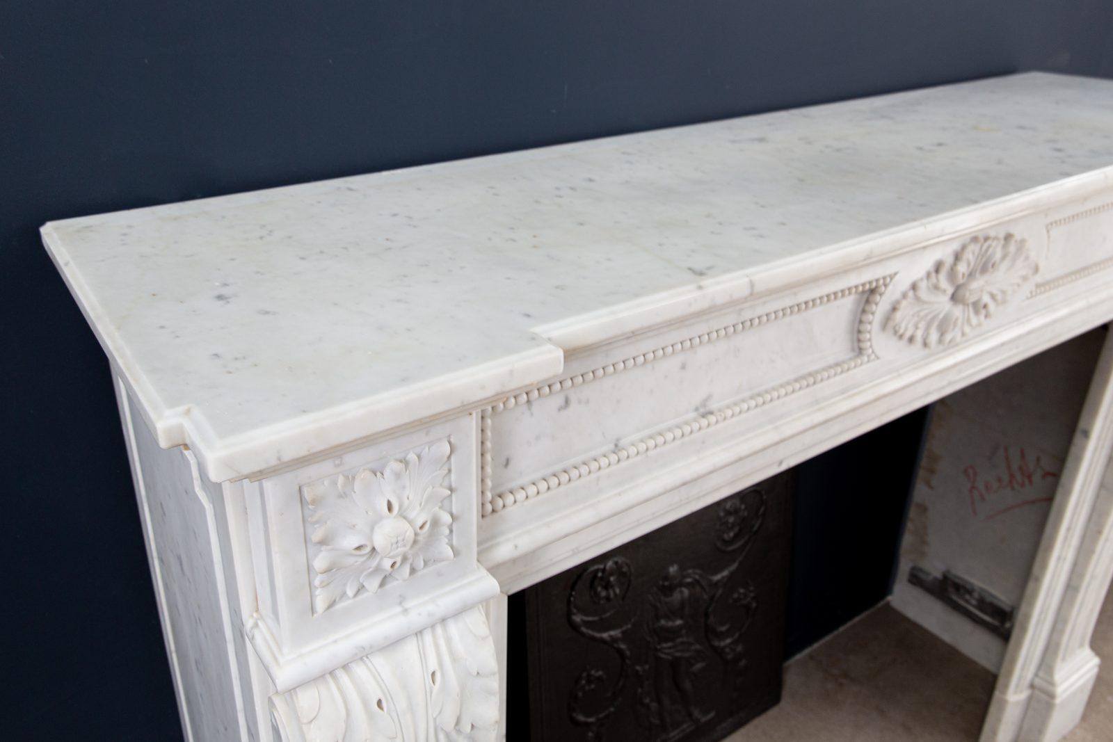 Luxury French  Louis XVI Carrara Marble Antique Fireplace Surround - Image 5