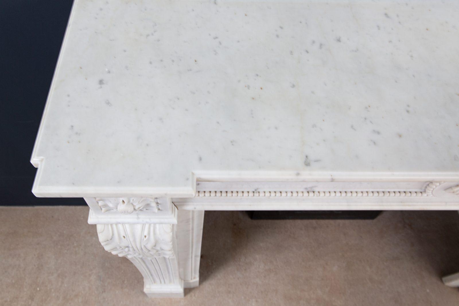 Luxury French  Louis XVI Carrara Marble Antique Fireplace Surround - Image 4