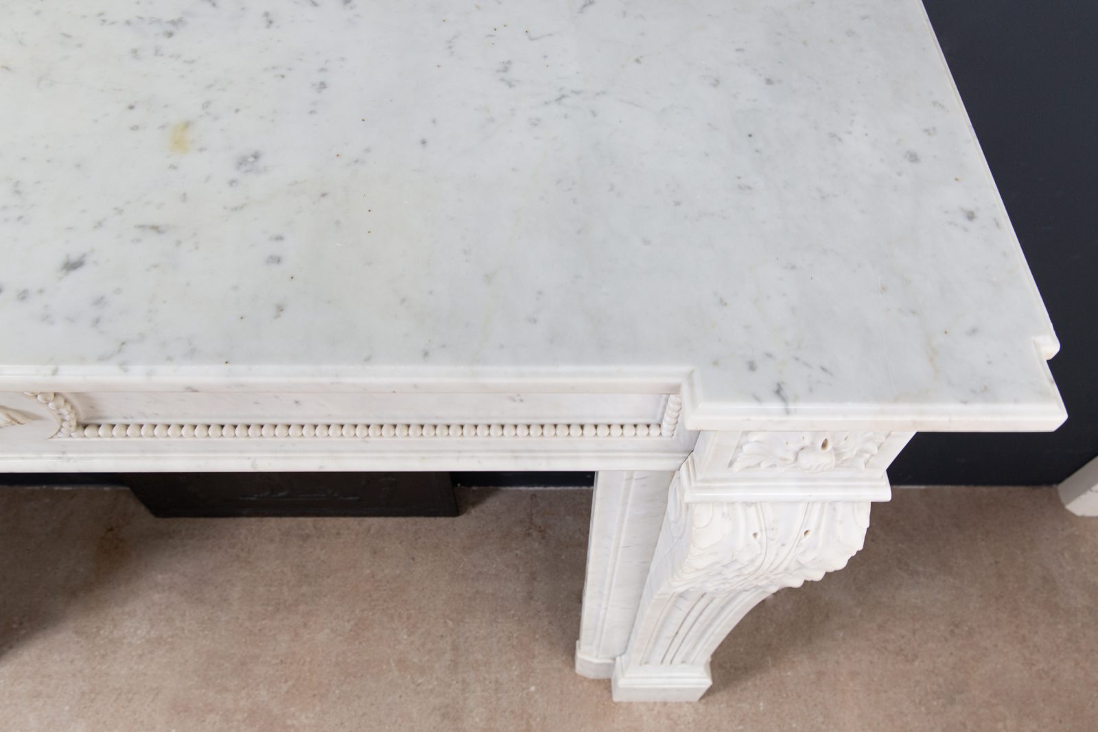 Luxury French  Louis XVI Carrara Marble Antique Fireplace Surround - Image 2