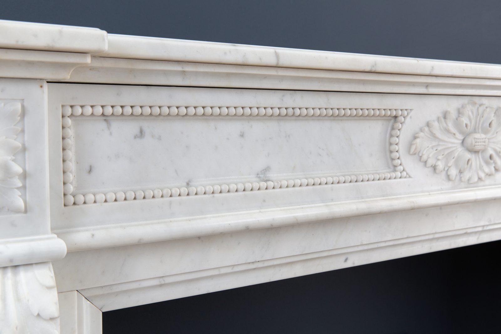 Luxury French  Louis XVI Carrara Marble Antique Fireplace Surround - Image 15