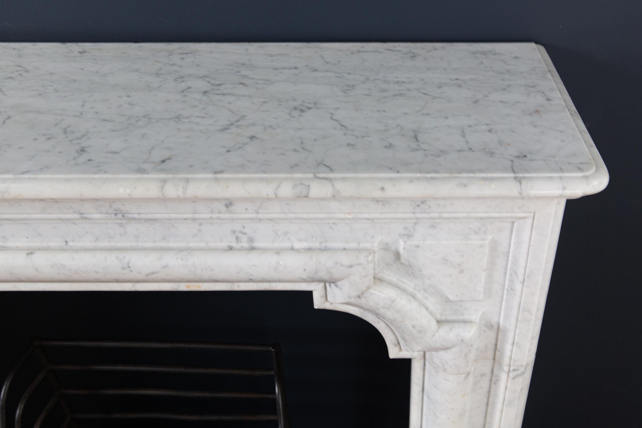 French Carrara Marble Antique Bolection Front Fireplace - Image 7