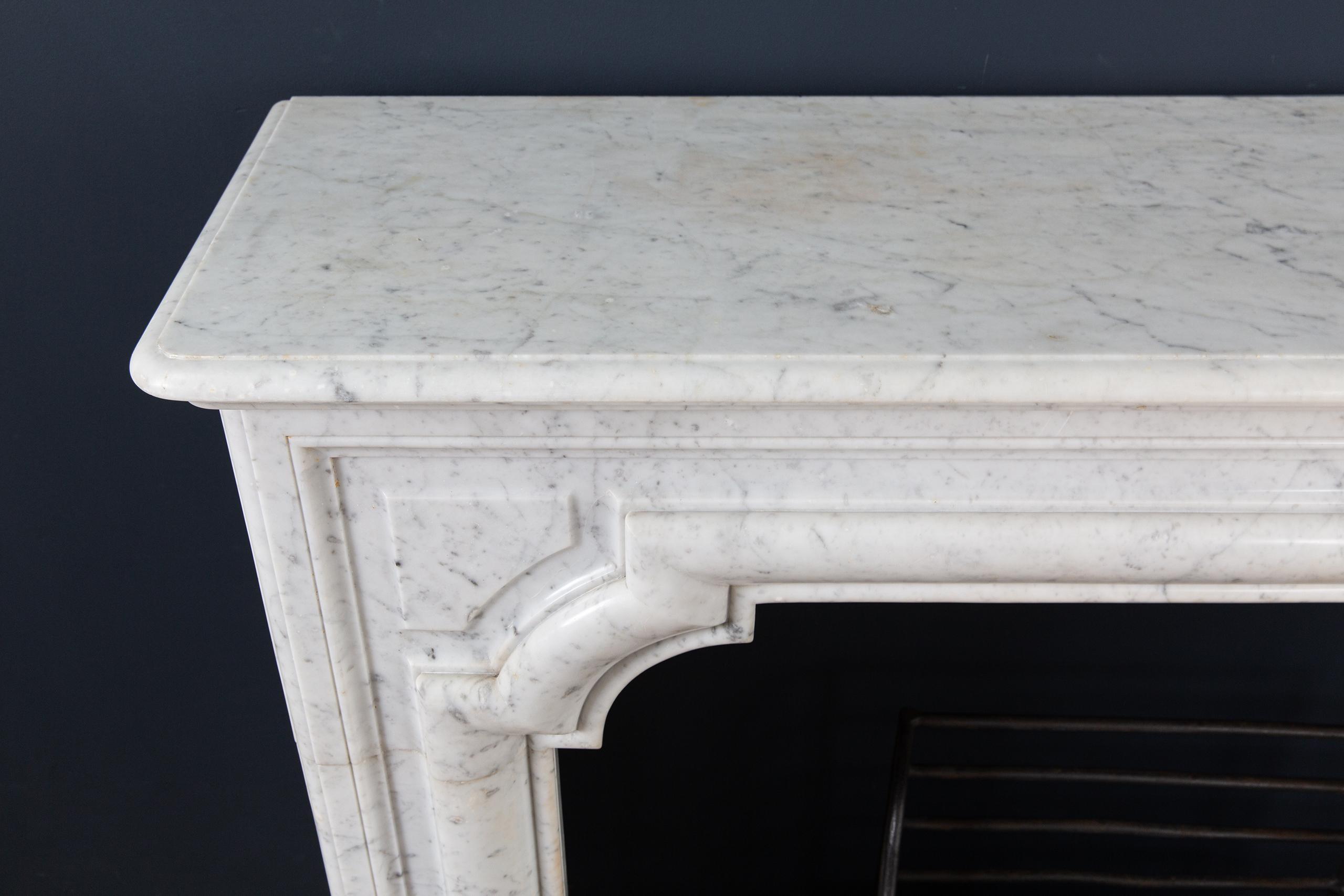 French Carrara Marble Antique Bolection Front Fireplace - Image 6