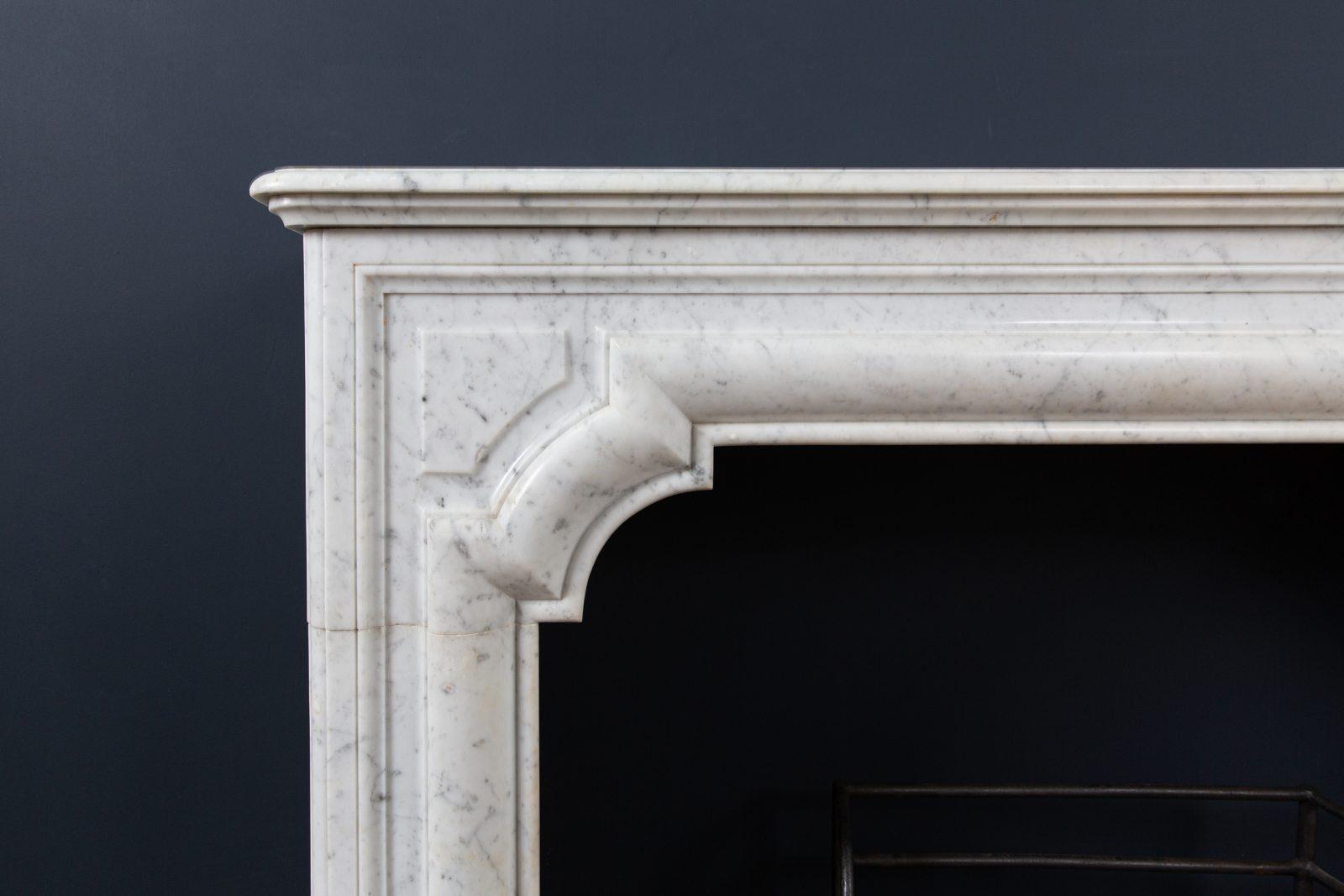 French Carrara Marble Antique Bolection Front Fireplace - Image 13
