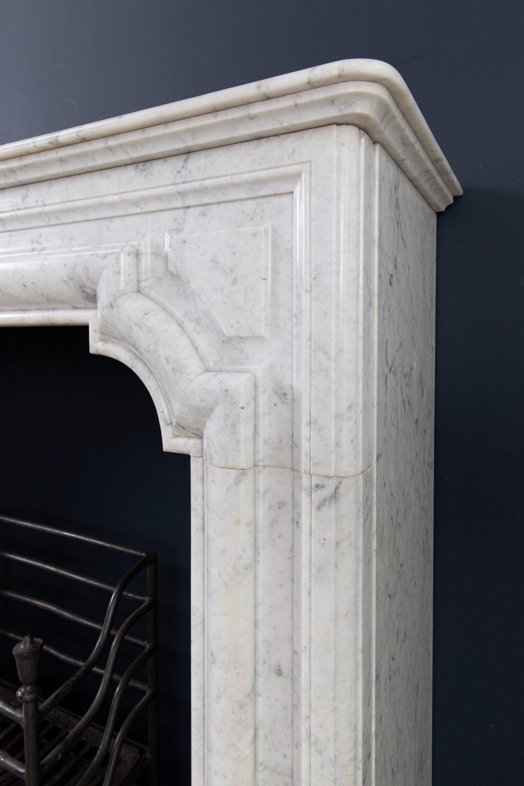 French Carrara Marble Antique Bolection Front Fireplace - Image 14