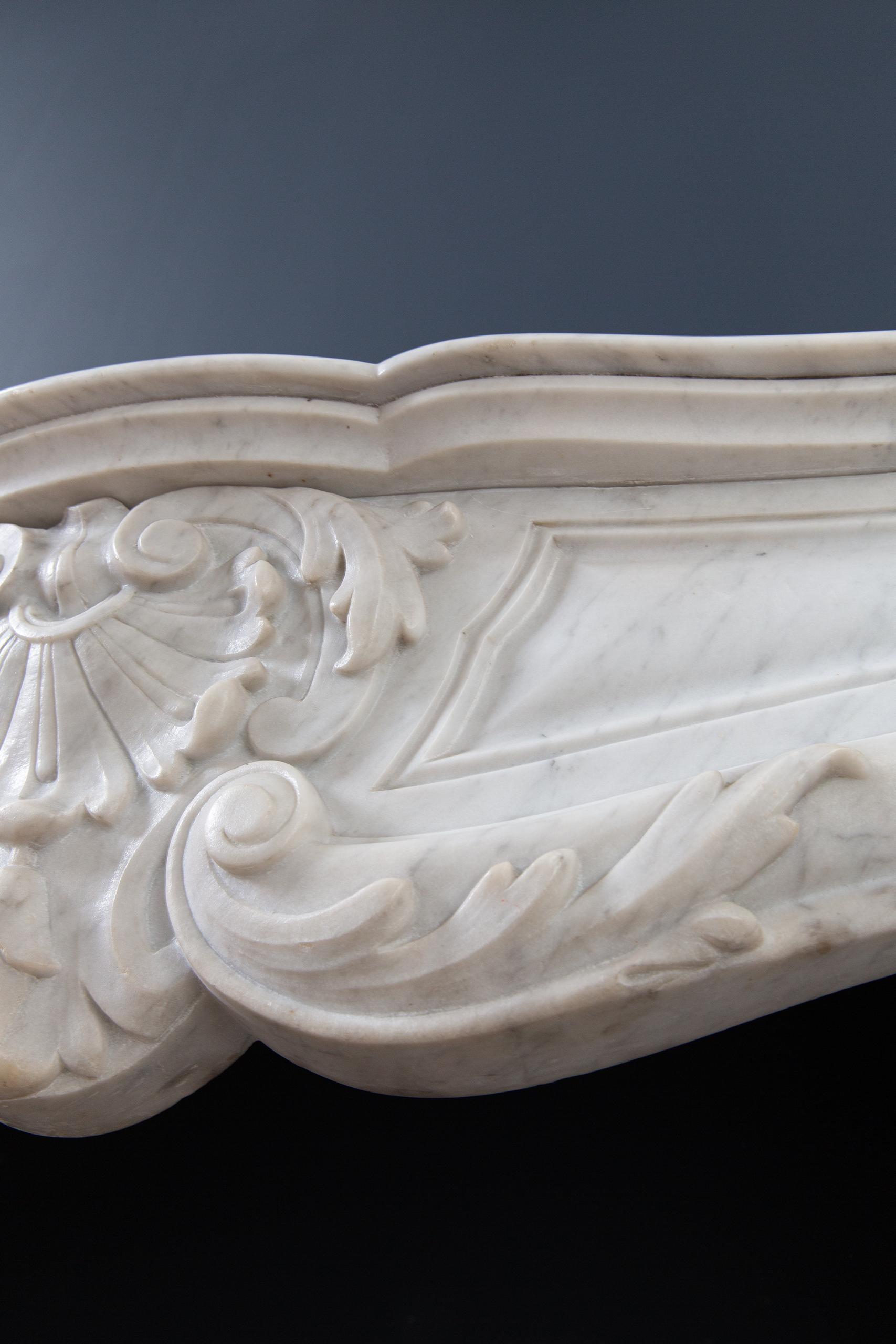 Louis XV Carrara Marble Antique Fireplace Surround - Image 6