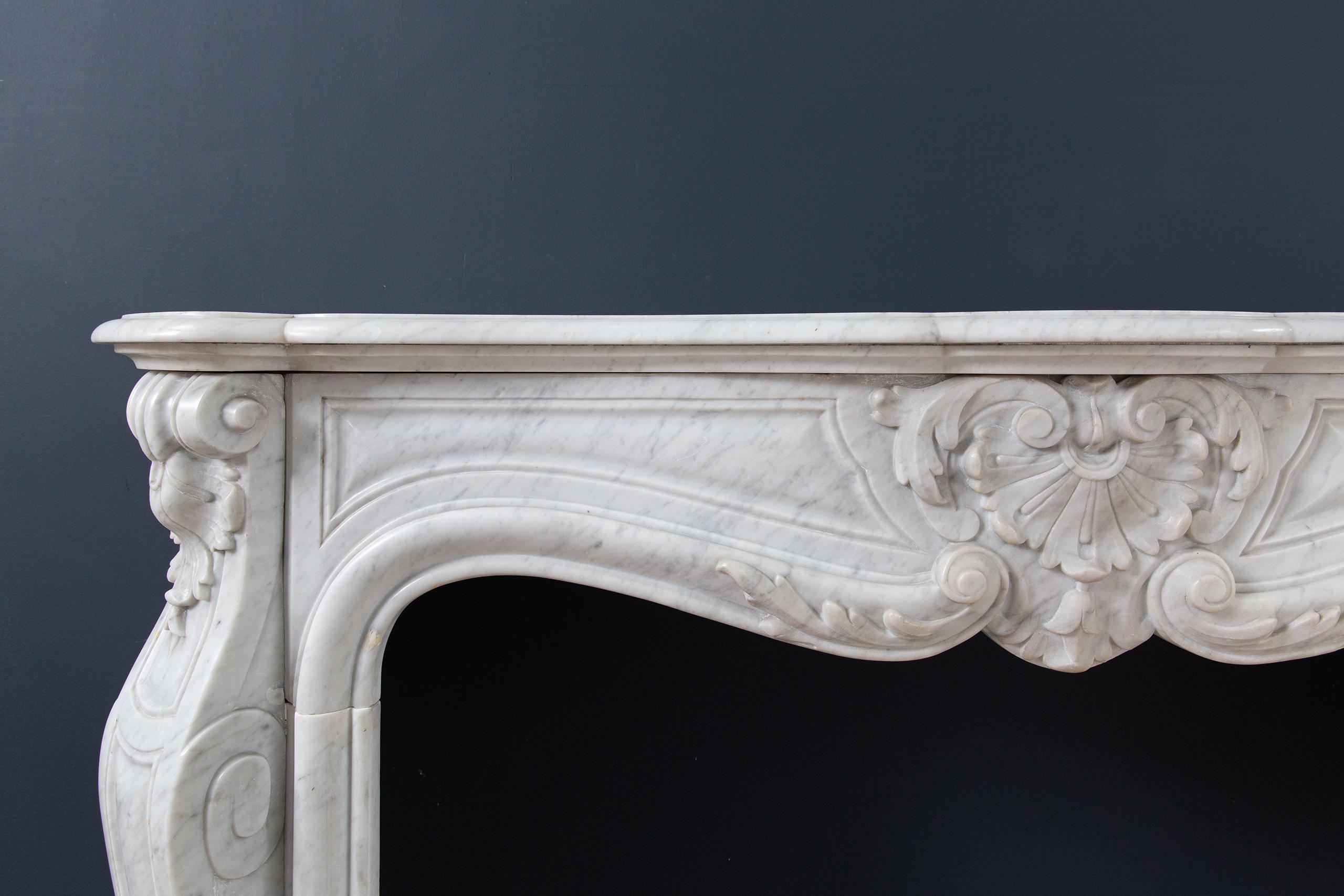 Louis XV Carrara Marble Antique Fireplace Surround - Image 13