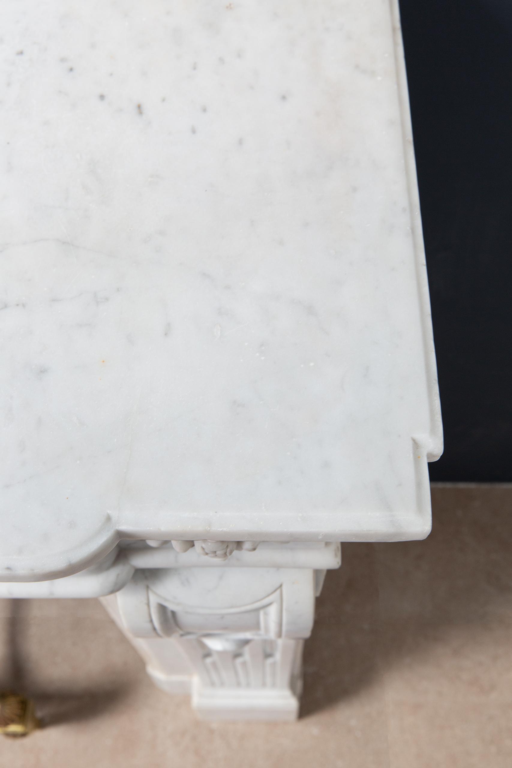 Luxury French  Louis XVI Carrara Marble Antique Fireplace Surround - Image 10