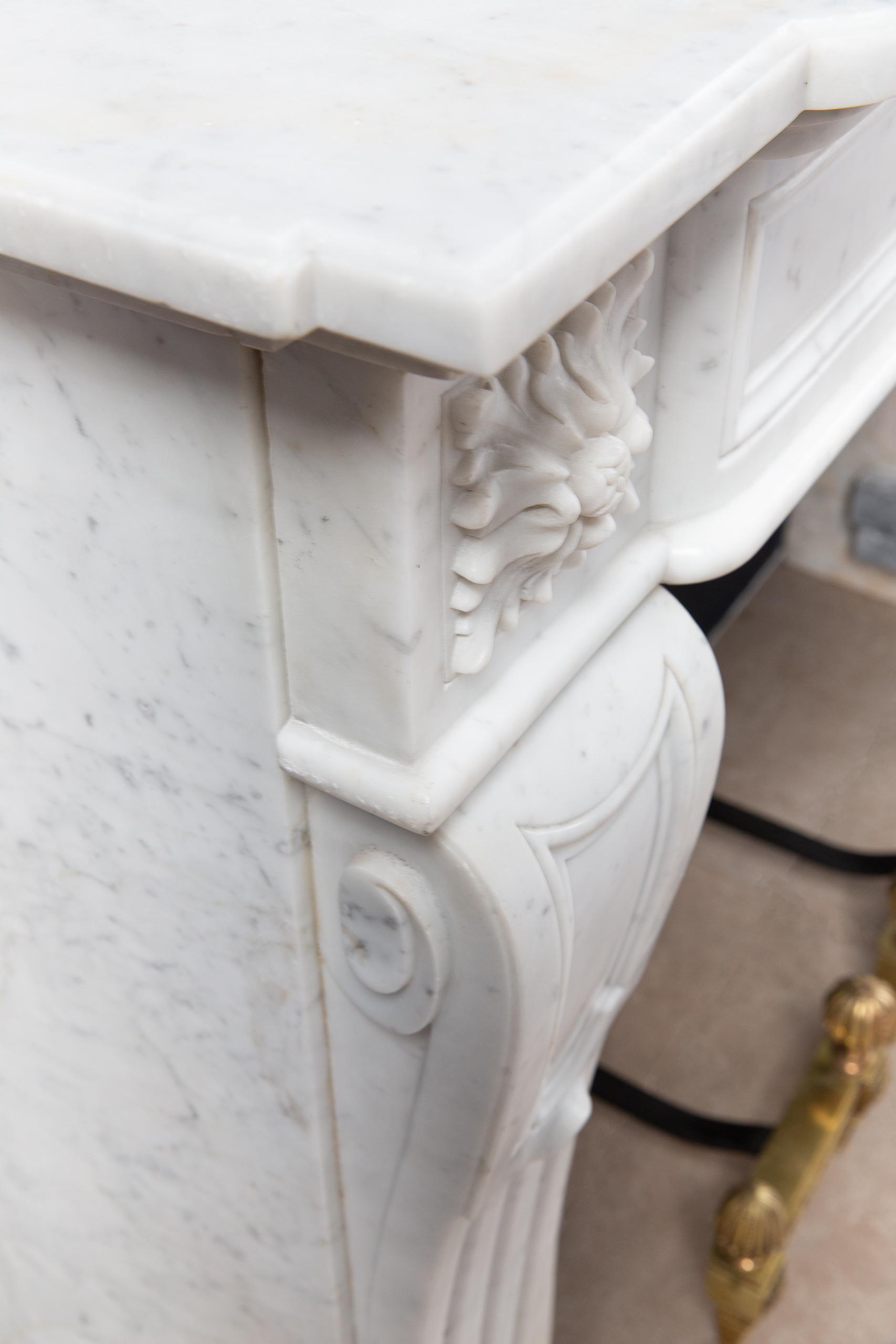 Luxury French  Louis XVI Carrara Marble Antique Fireplace Surround - Image 8