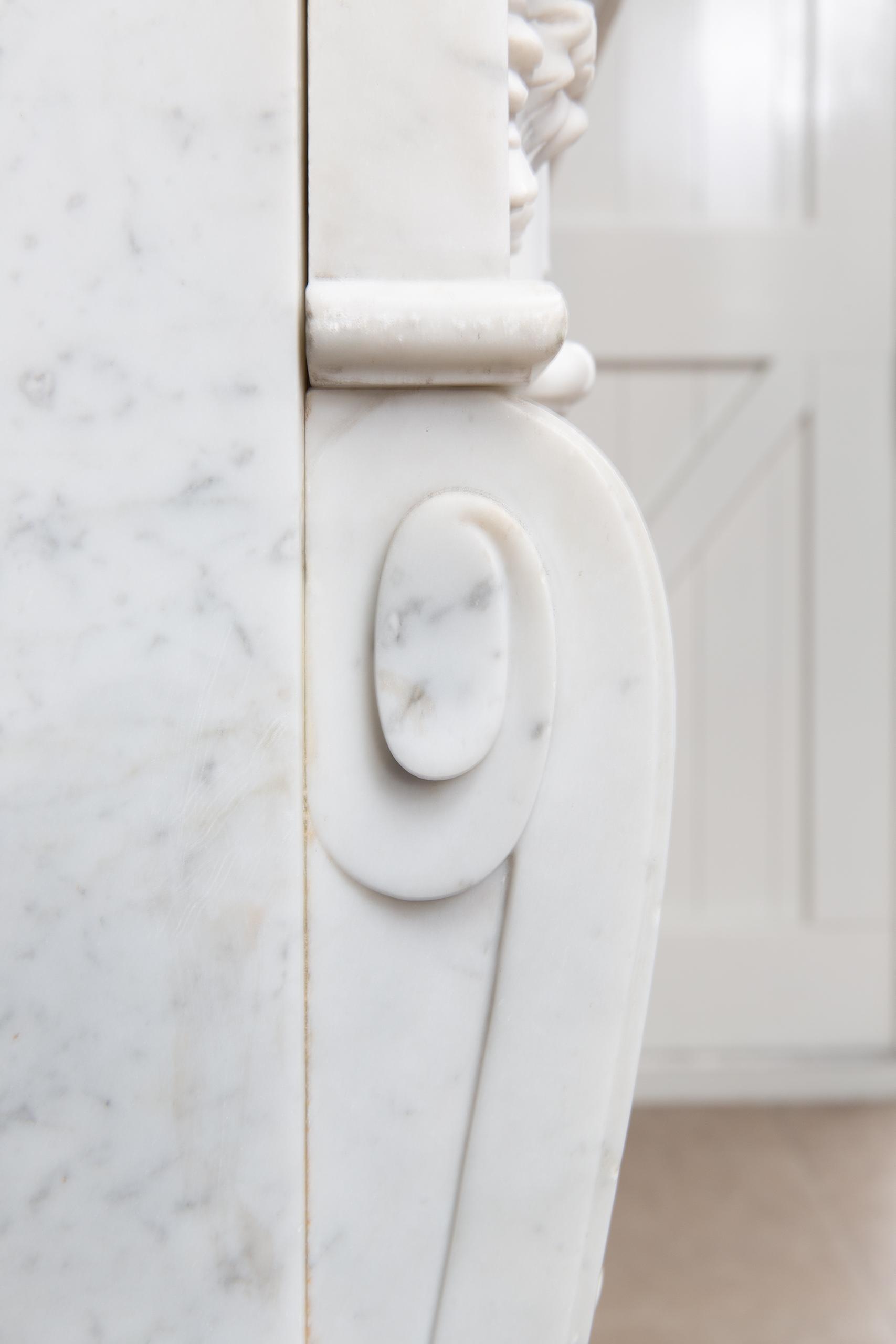 Luxury French  Louis XVI Carrara Marble Antique Fireplace Surround - Image 6