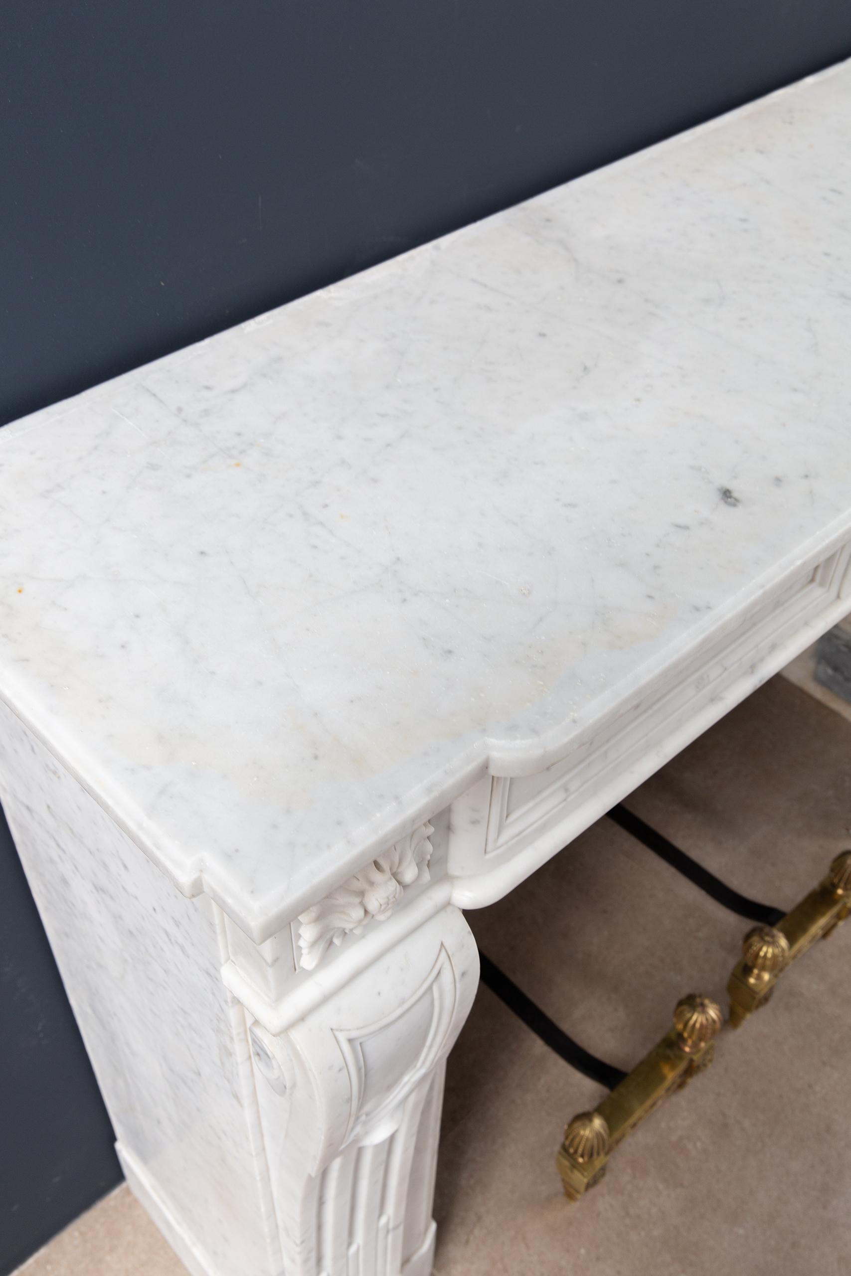 Luxury French  Louis XVI Carrara Marble Antique Fireplace Surround - Image 7