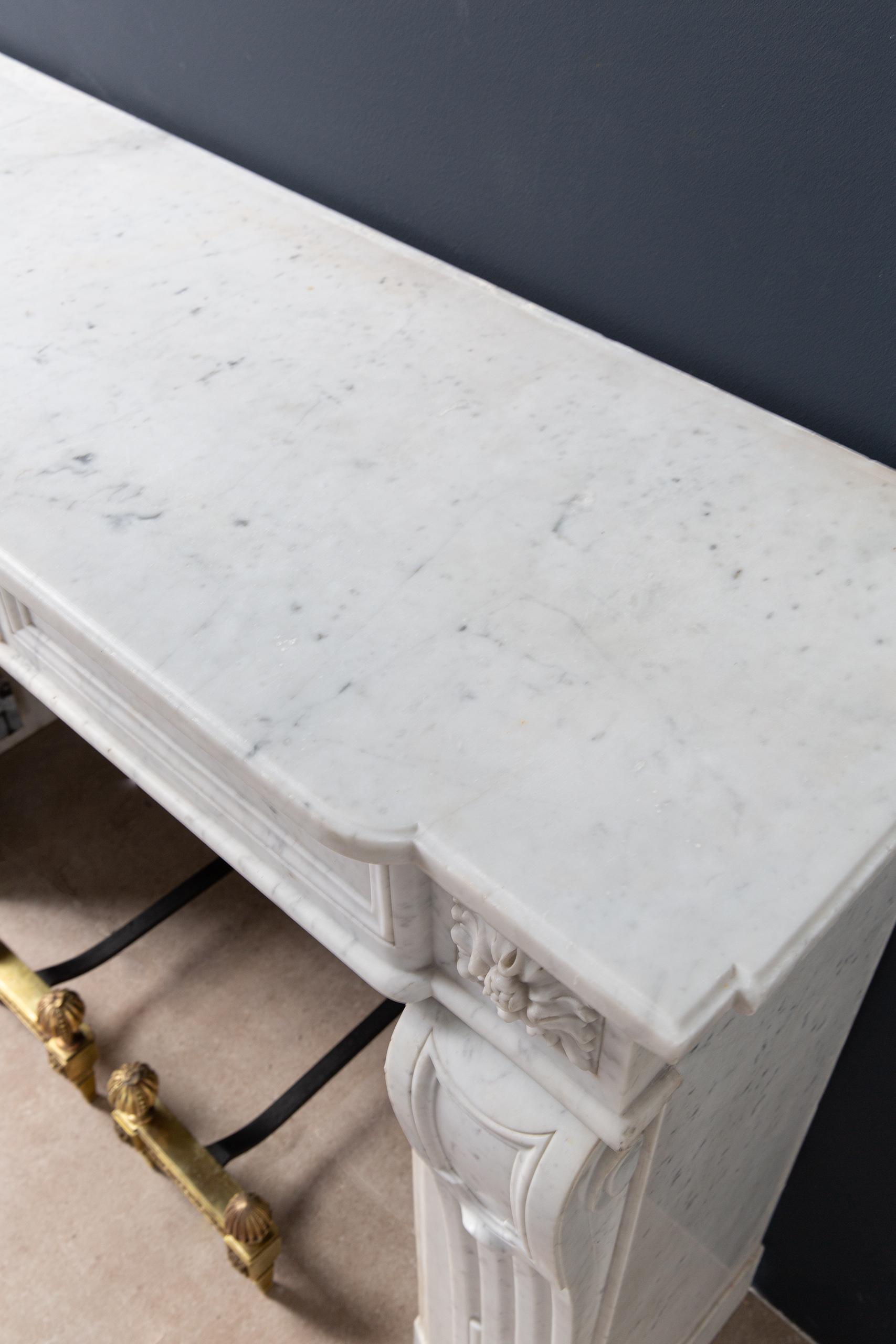Luxury French  Louis XVI Carrara Marble Antique Fireplace Surround - Image 5