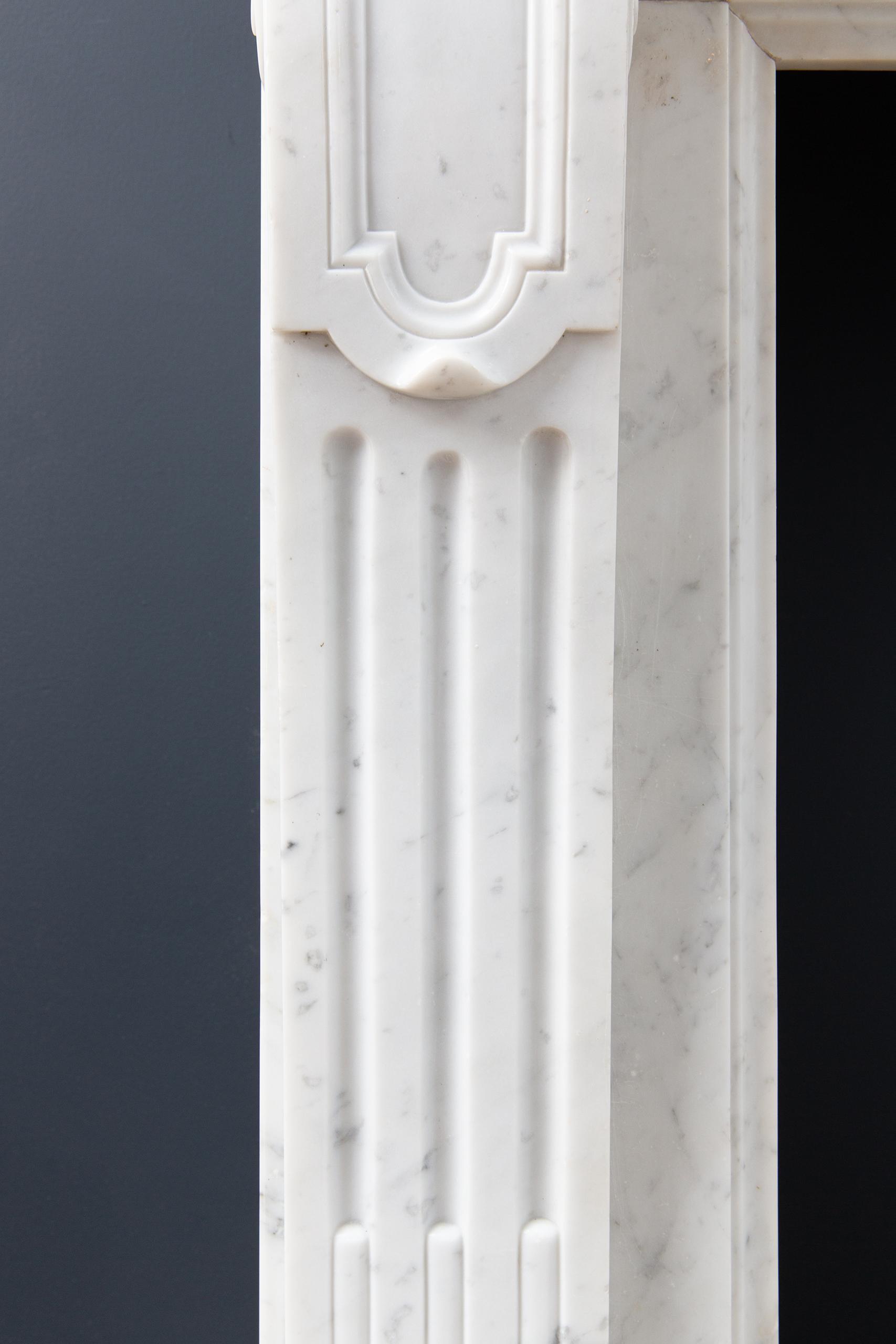 Luxury French  Louis XVI Carrara Marble Antique Fireplace Surround - Image 3