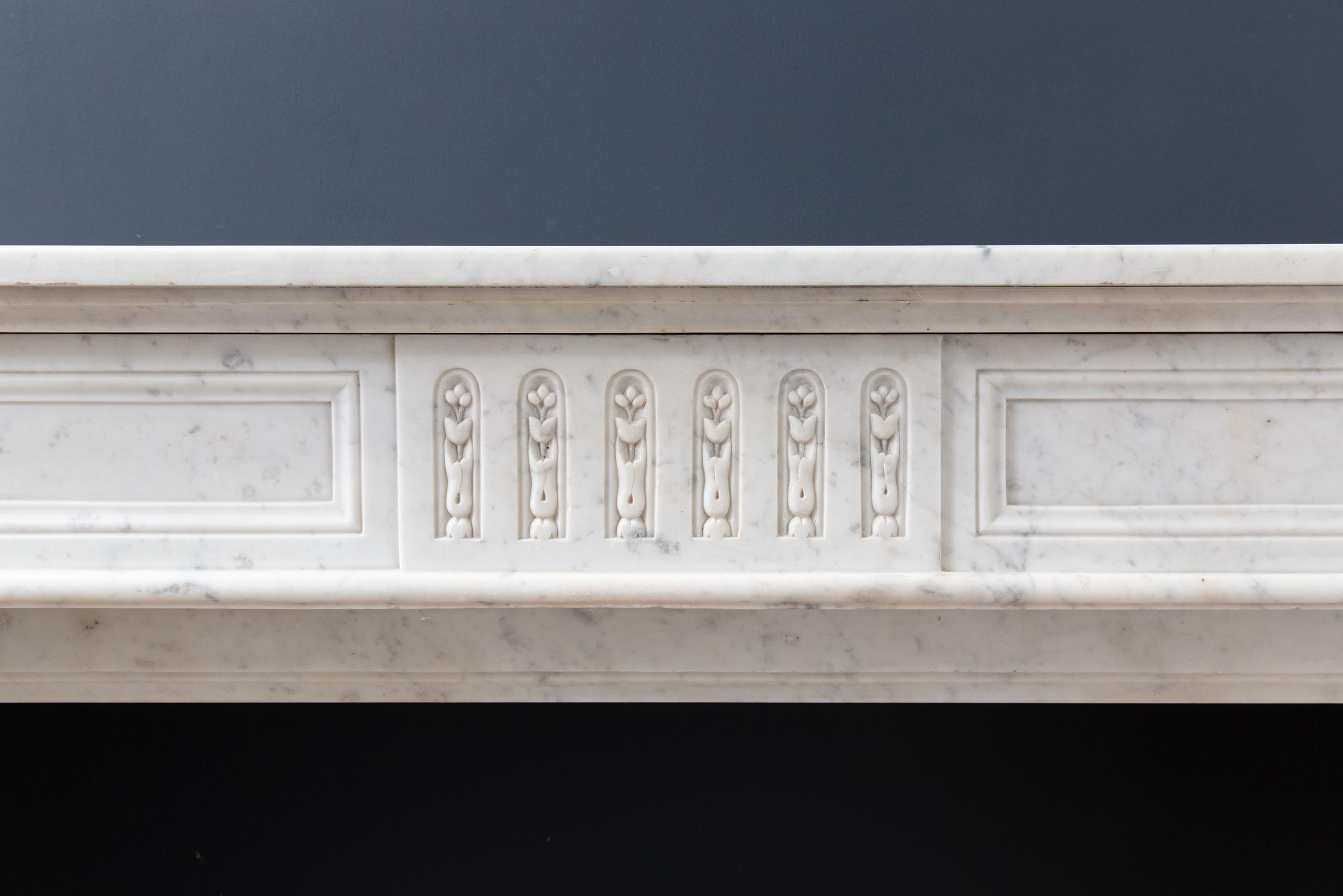 Luxury French  Louis XVI Carrara Marble Antique Fireplace Surround - Image 17