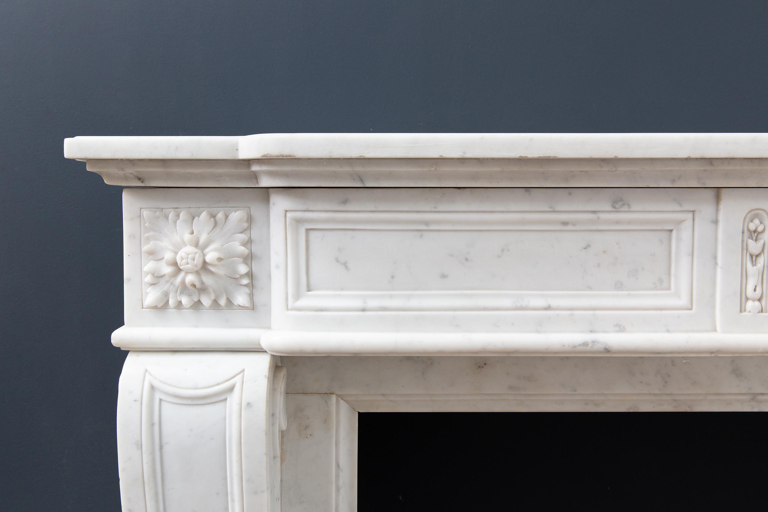 Luxury French  Louis XVI Carrara Marble Antique Fireplace Surround - Image 16
