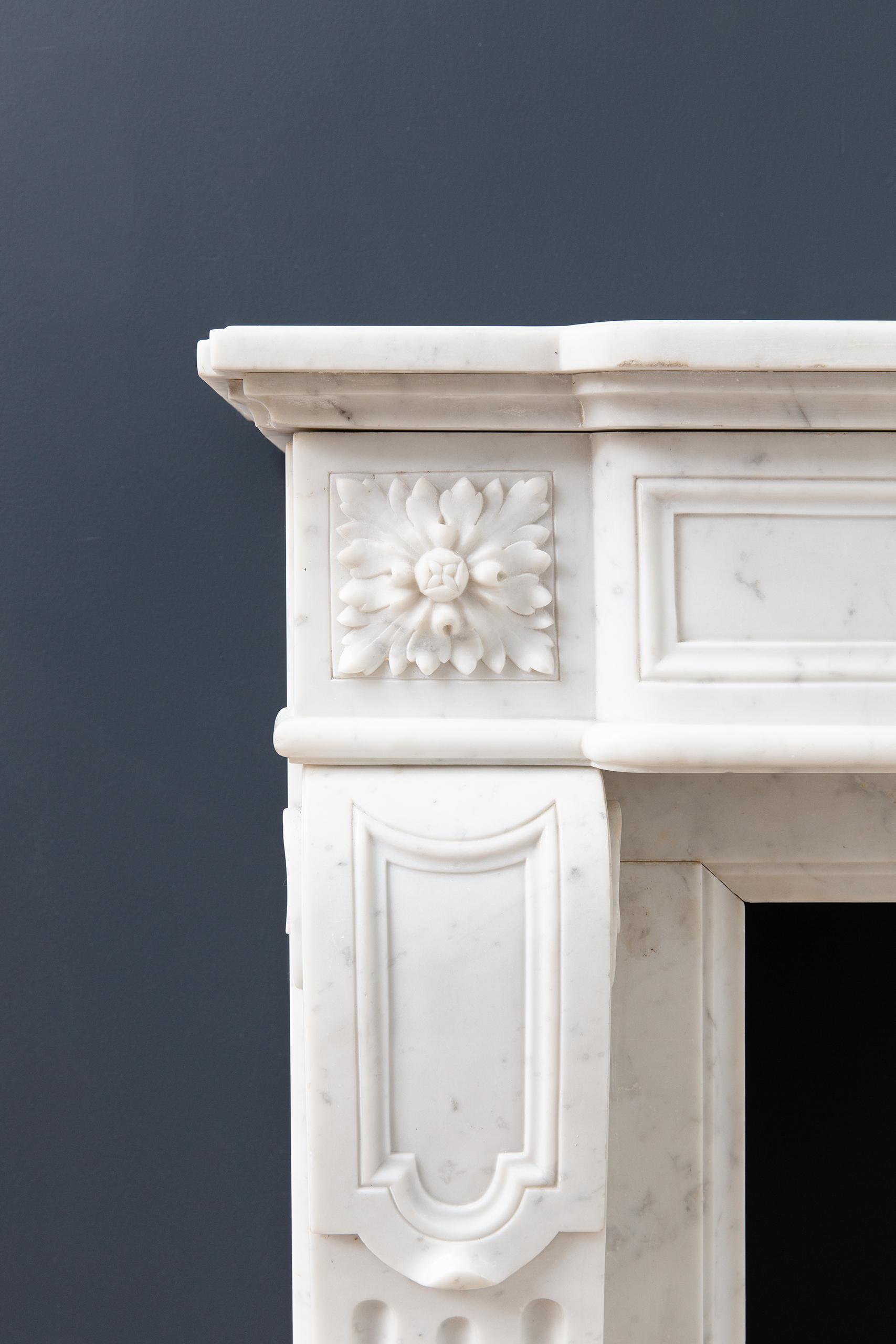 Luxury French  Louis XVI Carrara Marble Antique Fireplace Surround - Image 15
