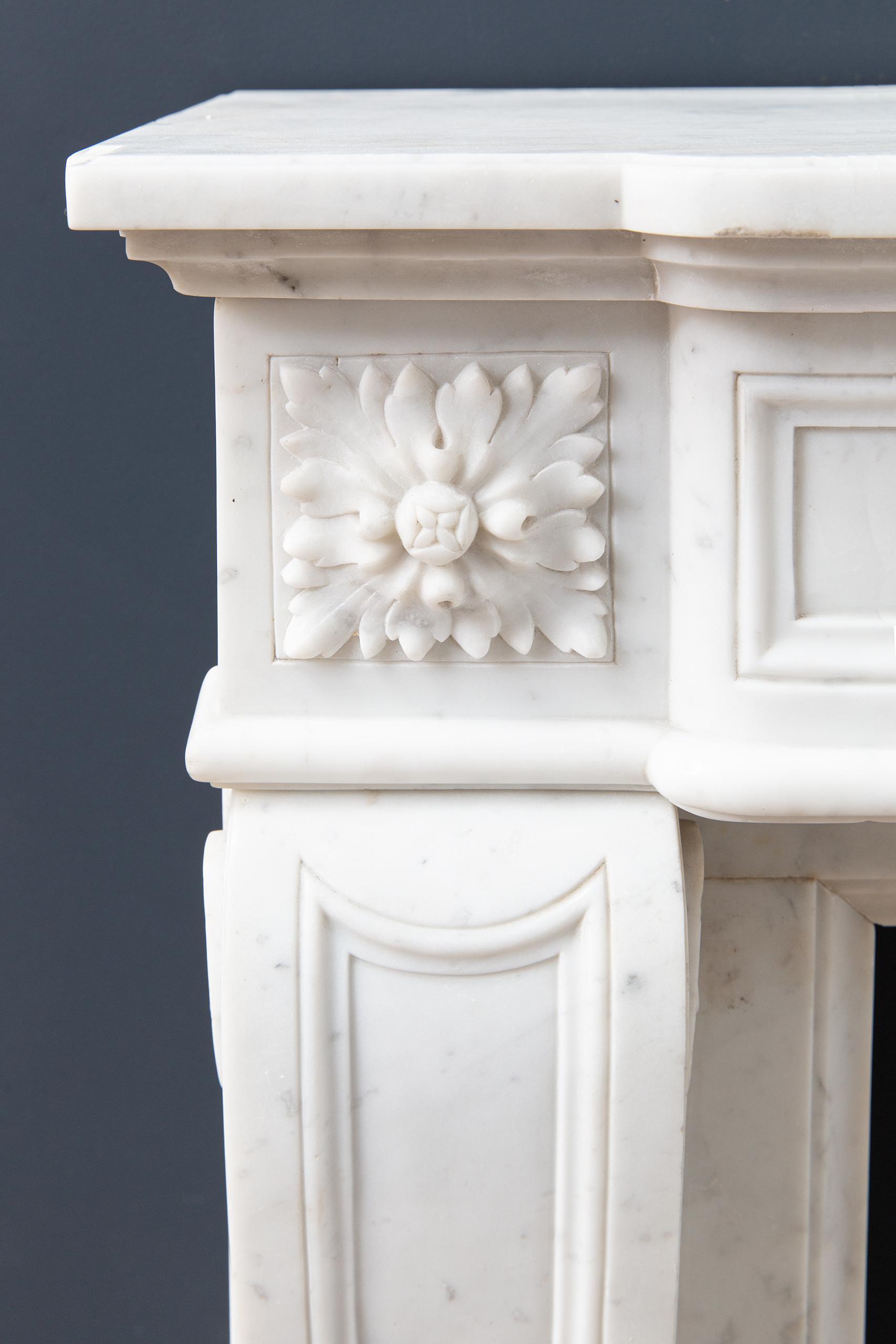 Luxury French  Louis XVI Carrara Marble Antique Fireplace Surround - Image 14