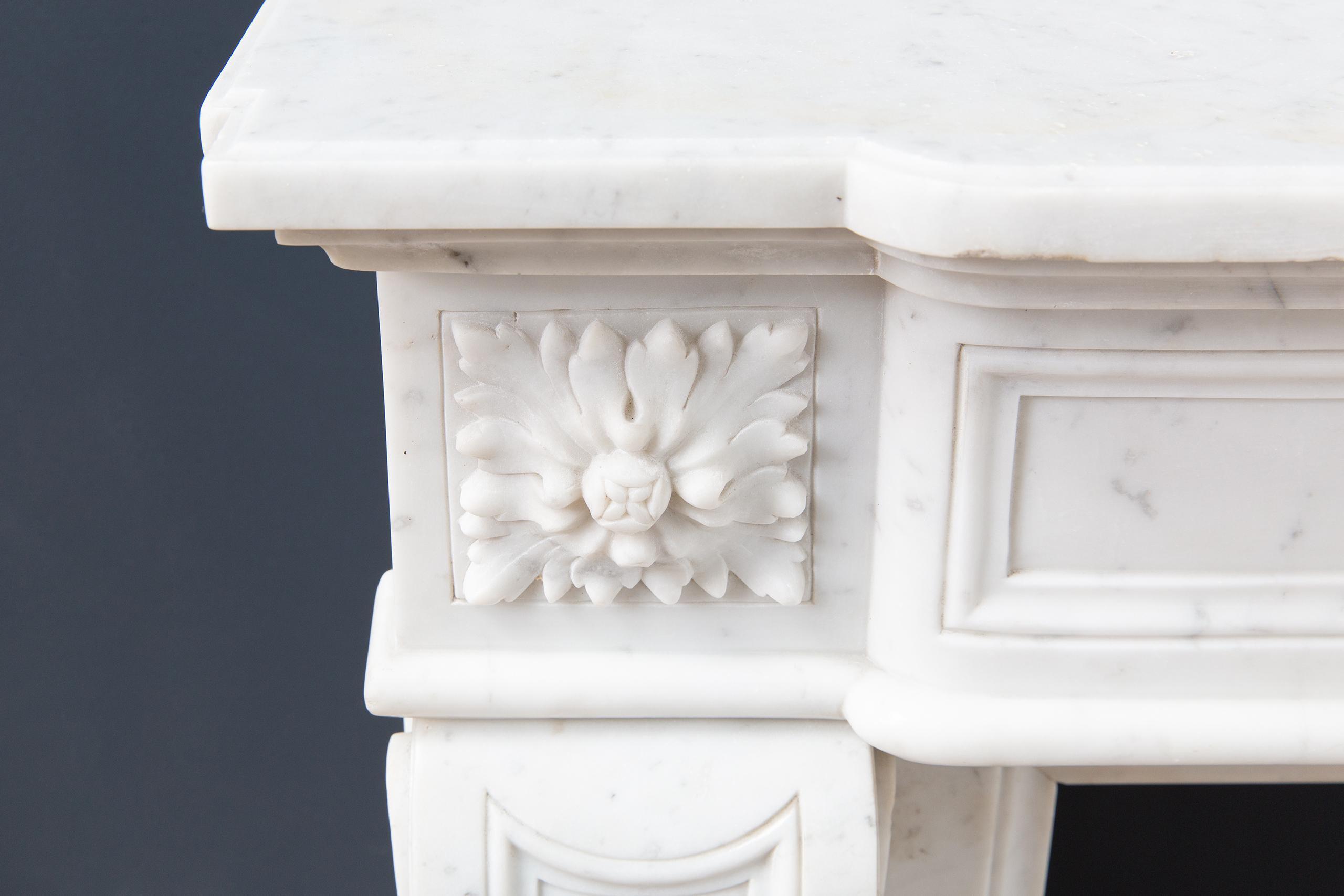 Luxury French  Louis XVI Carrara Marble Antique Fireplace Surround - Image 13