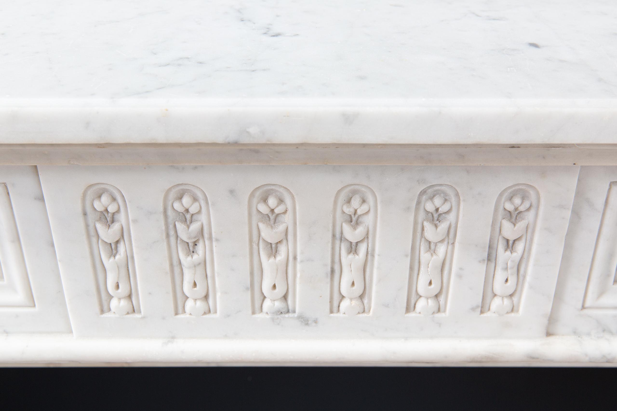 Luxury French  Louis XVI Carrara Marble Antique Fireplace Surround - Image 12