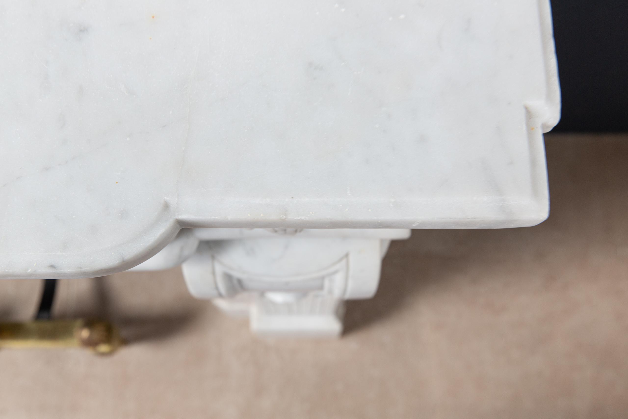 Luxury French  Louis XVI Carrara Marble Antique Fireplace Surround - Image 11