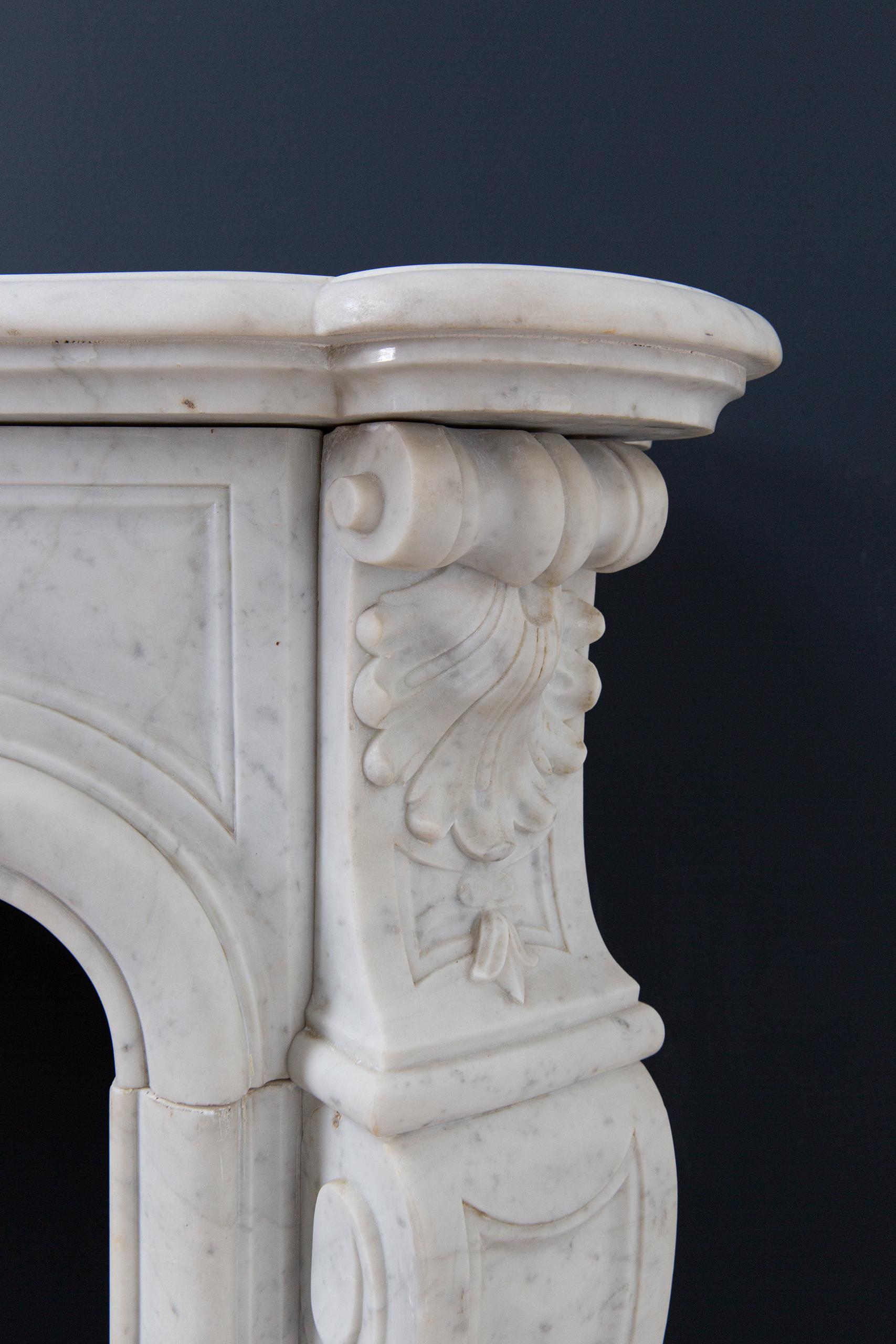 Luxury French Antique Marble Carrara Front Fireplace - Image 8