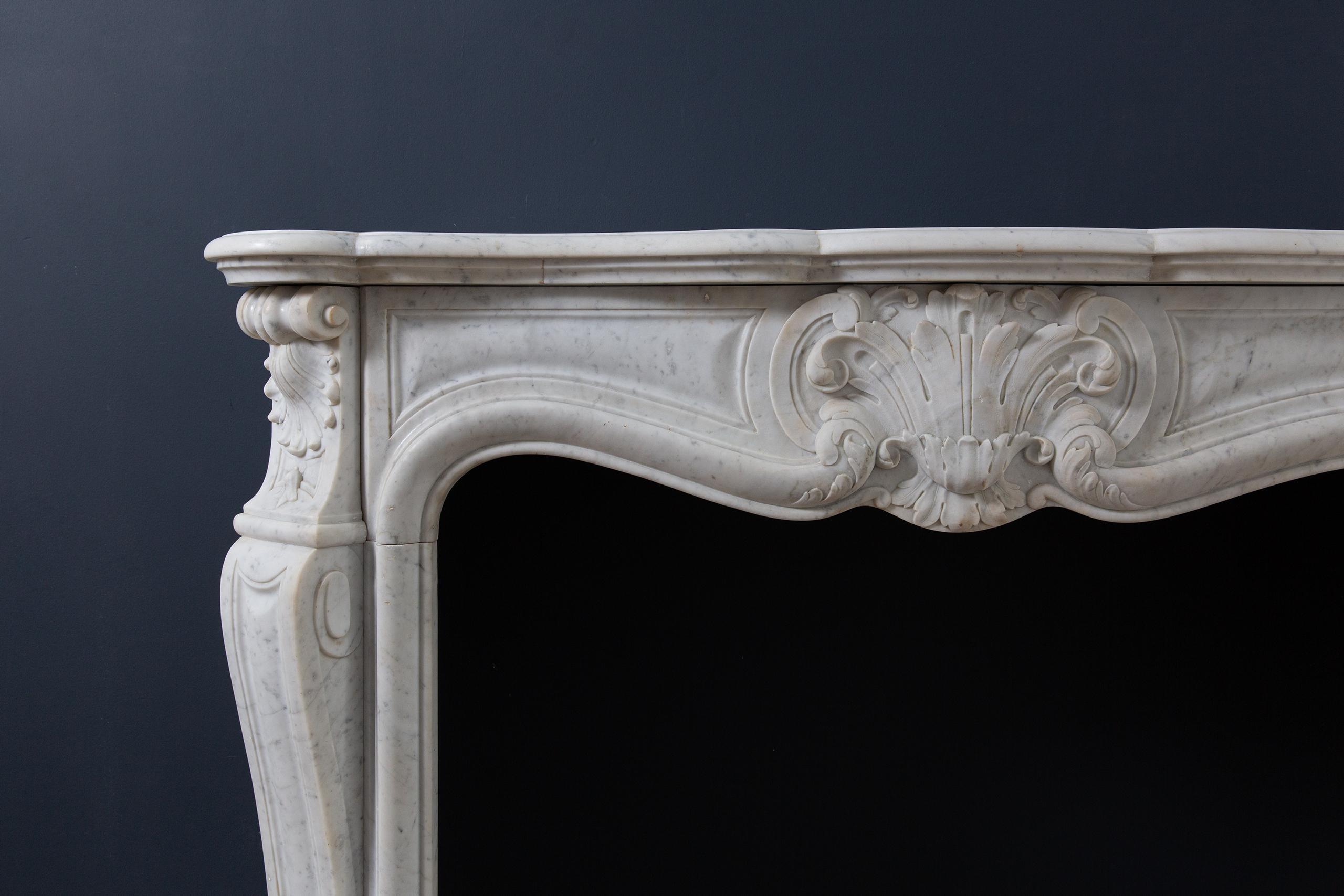 Luxury French Antique Marble Carrara Front Fireplace - Image 4