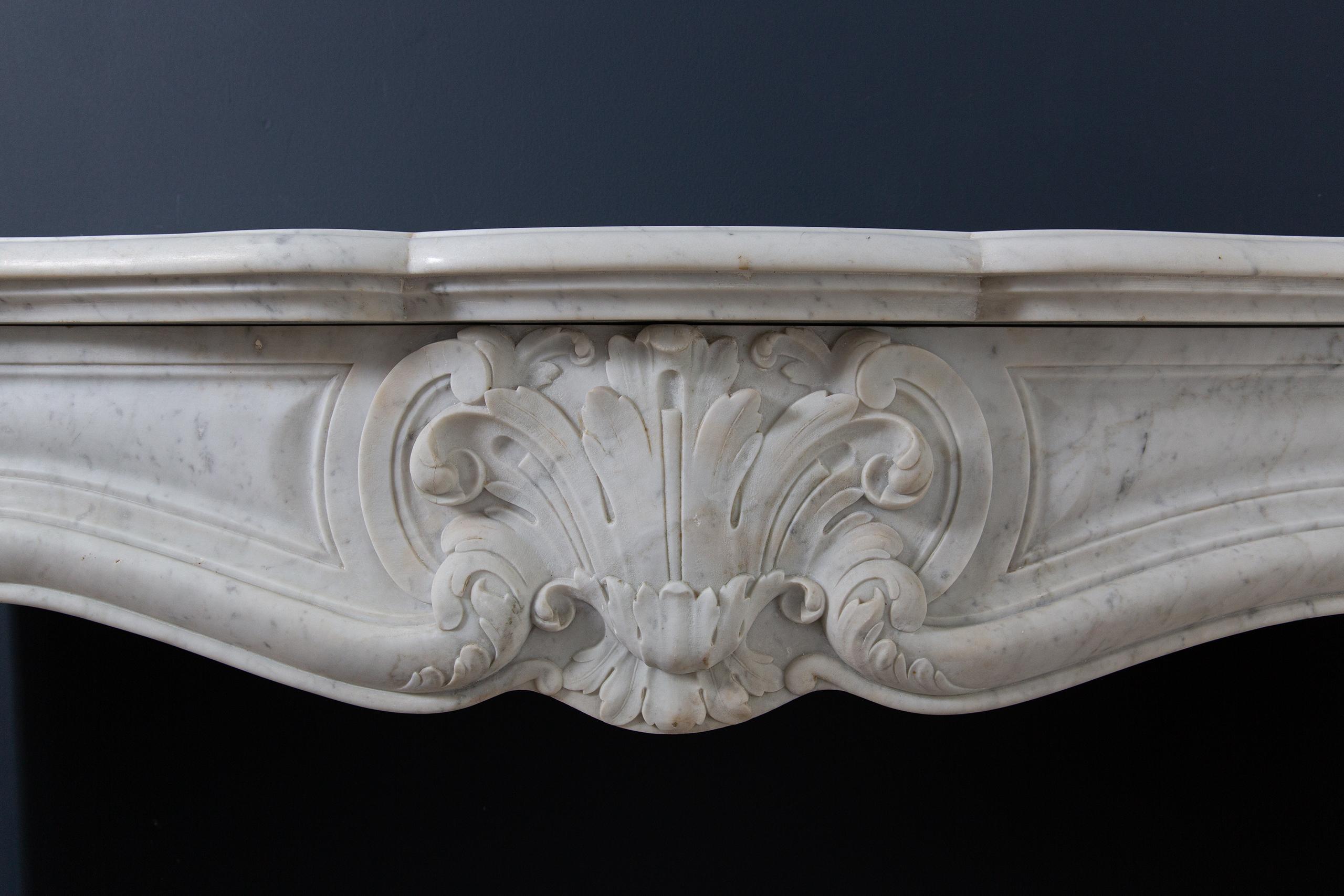 Luxury French Antique Marble Carrara Front Fireplace - Image 5