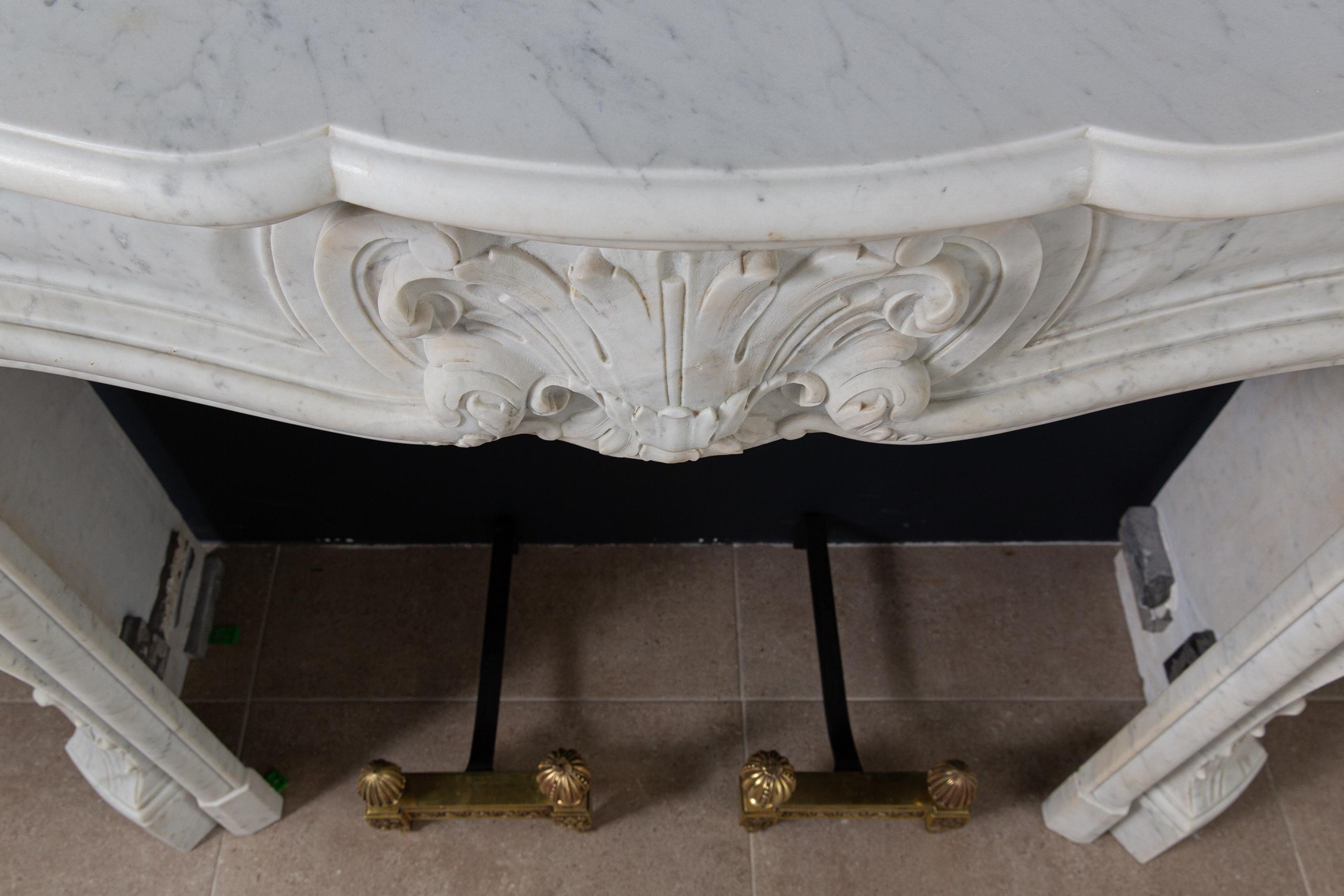 Luxury French Antique Marble Carrara Front Fireplace - Image 6