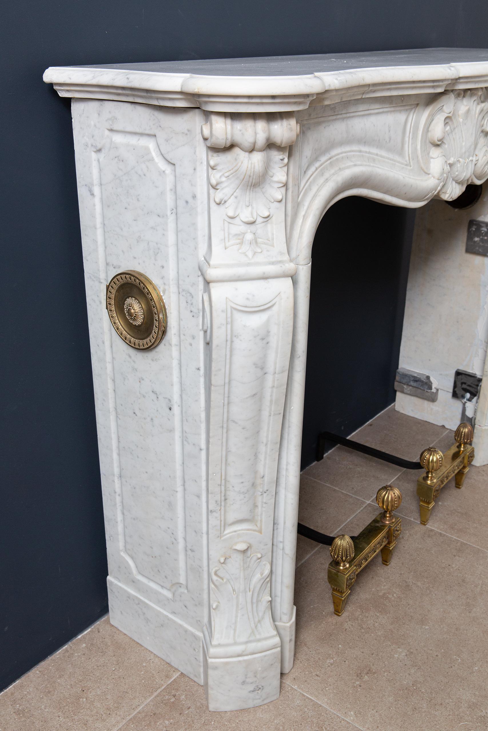 Luxury French Antique Marble Carrara Front Fireplace - Image 13