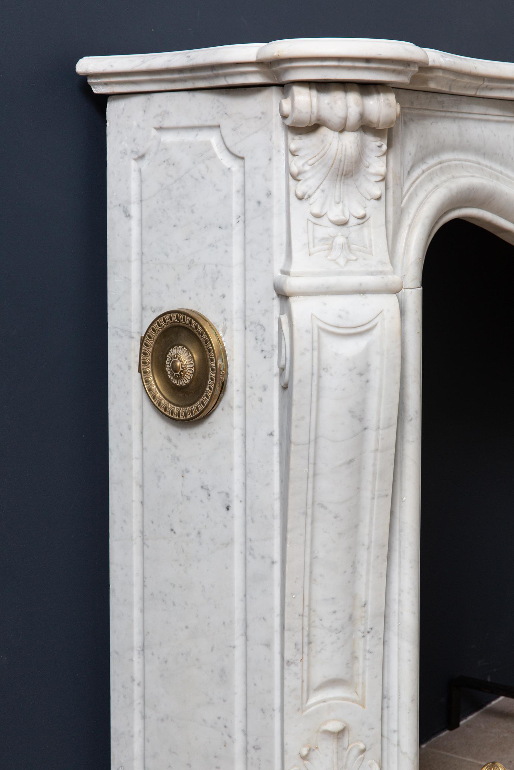Luxury French Antique Marble Carrara Front Fireplace - Image 12