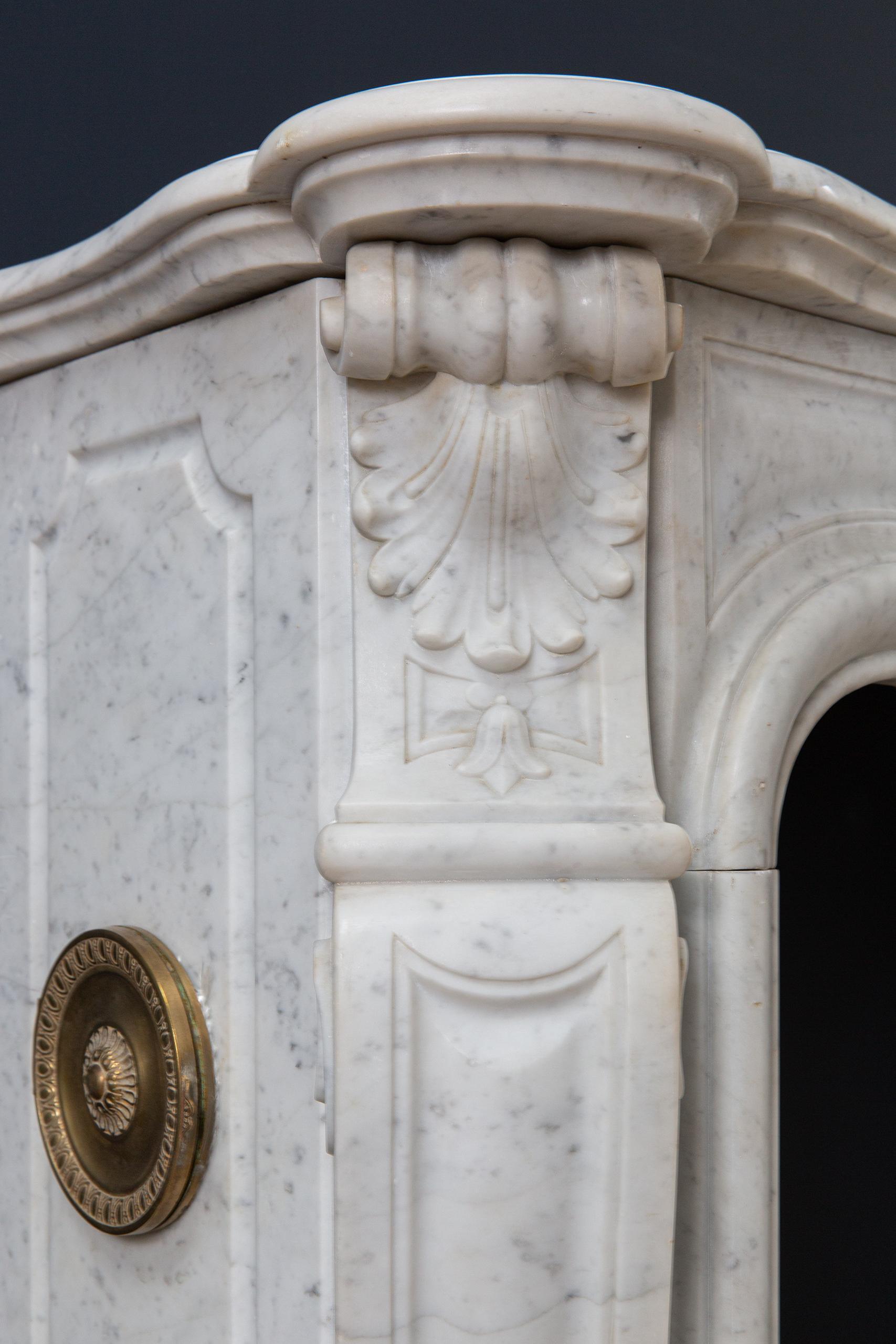 Luxury French Antique Marble Carrara Front Fireplace - Image 10