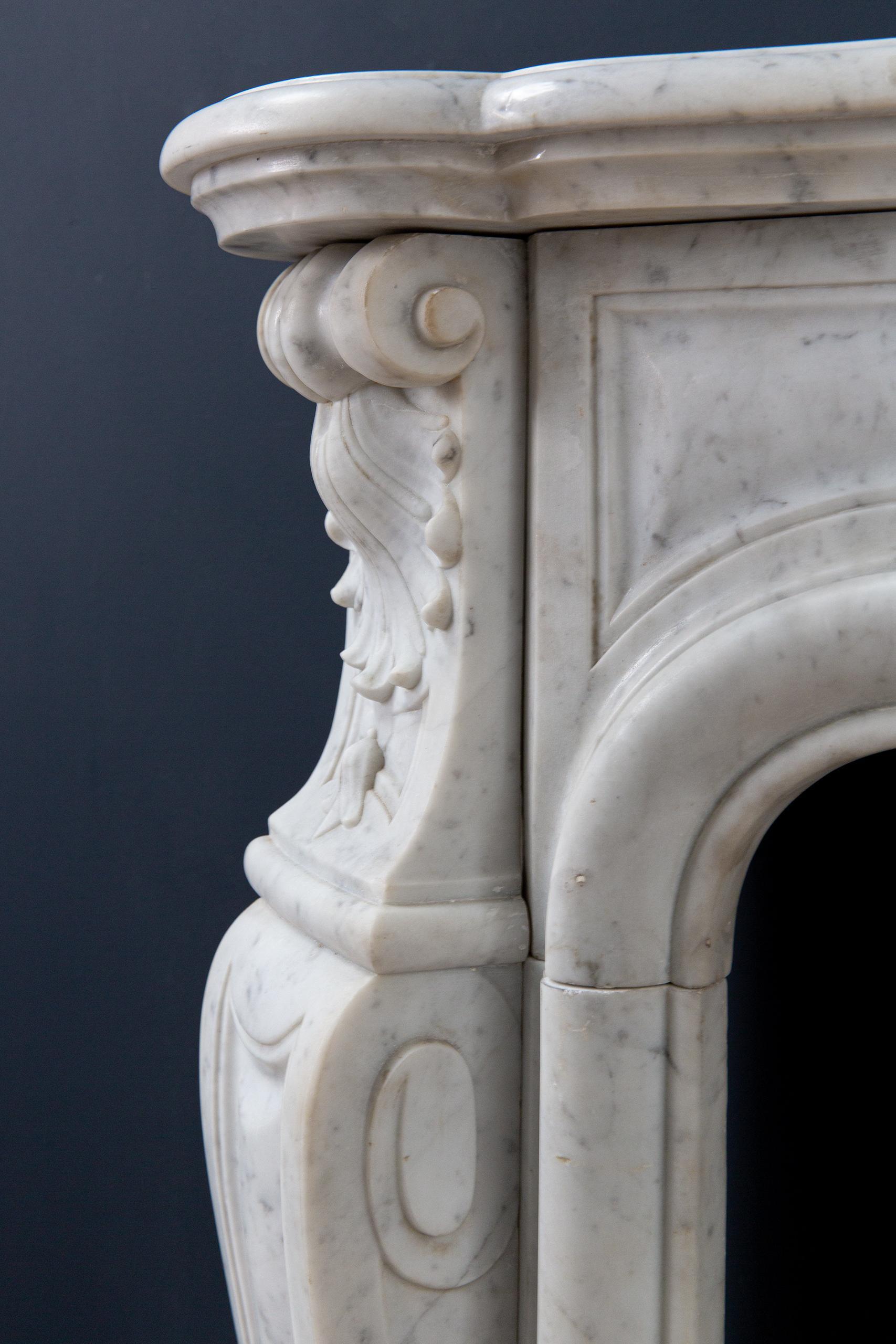 Luxury French Antique Marble Carrara Front Fireplace - Image 9