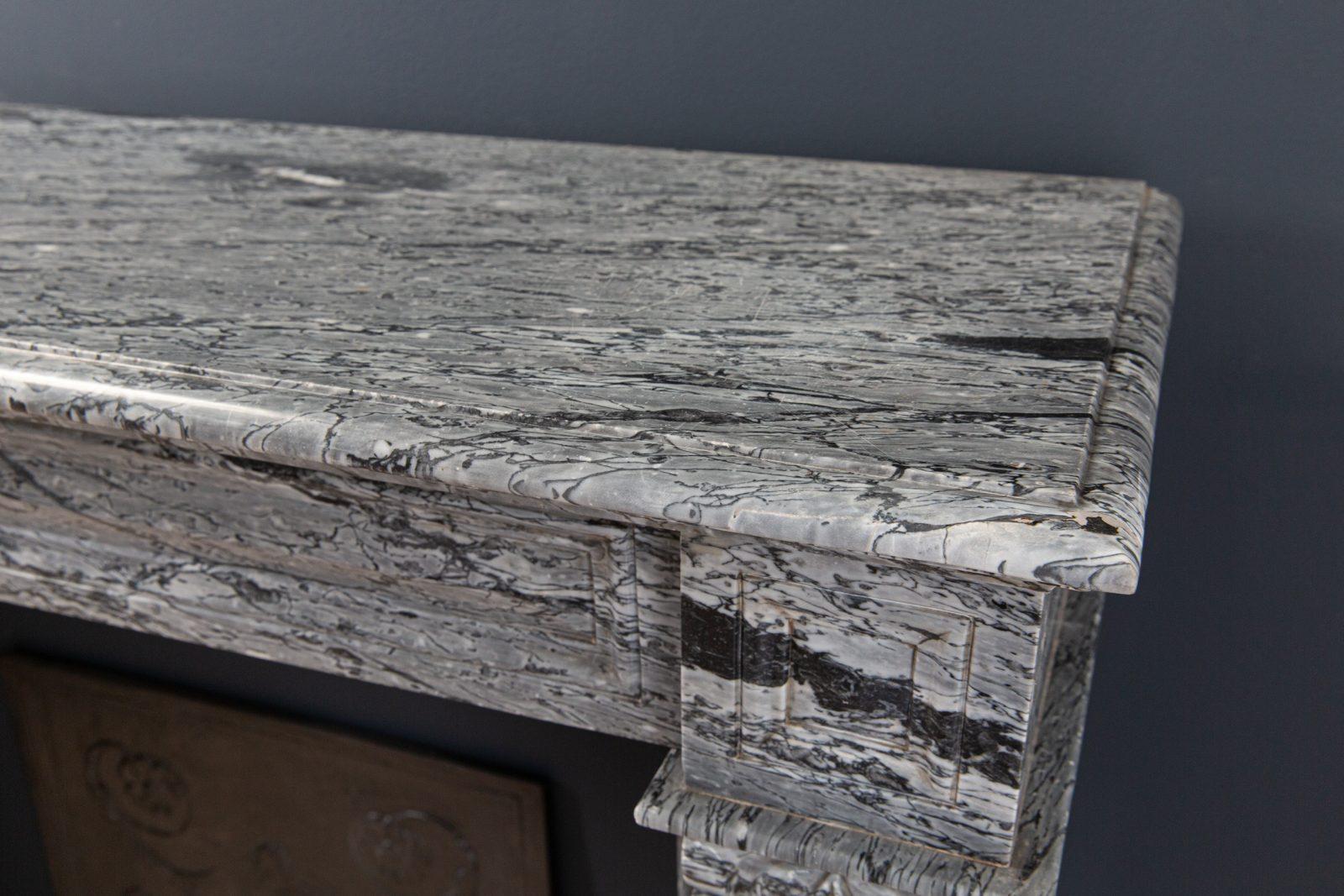 Antique Front Fireplace Gray Marble - Image 6