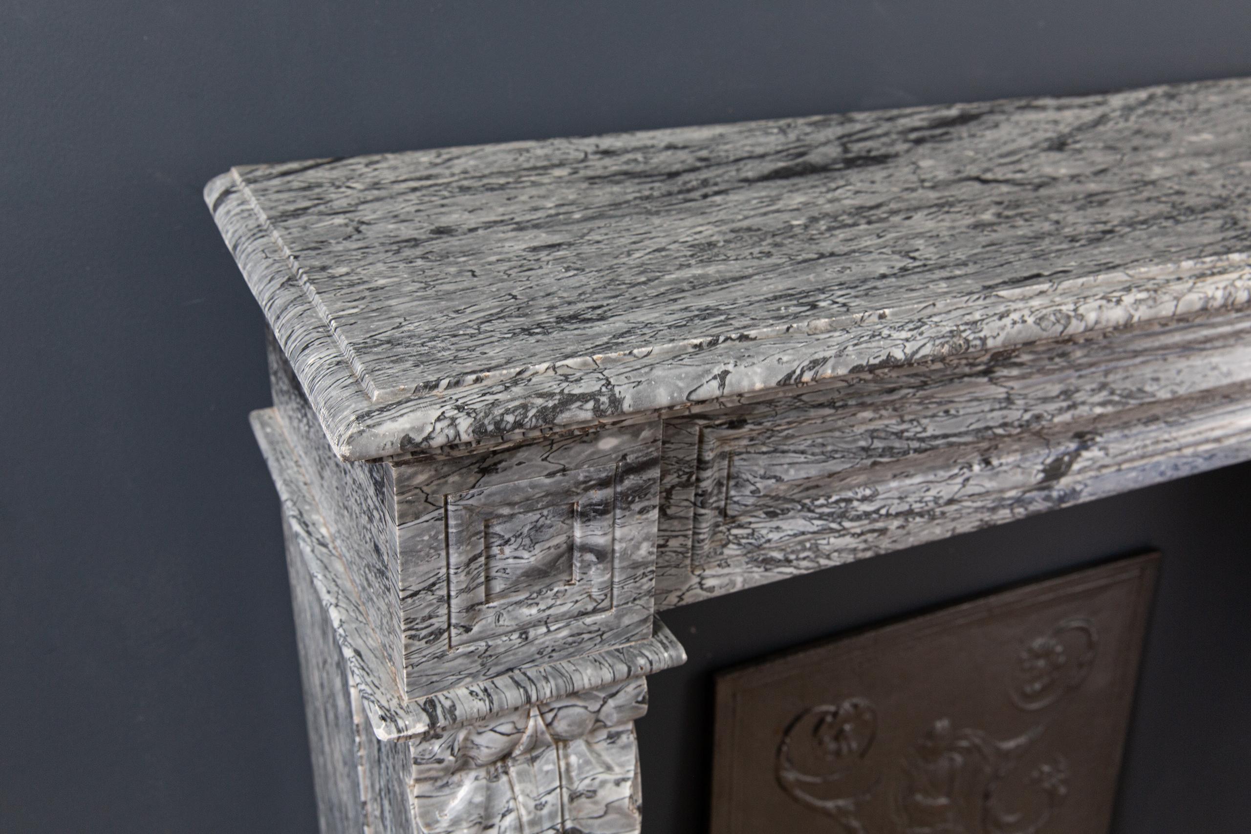 Antique Front Fireplace Gray Marble - Image 5