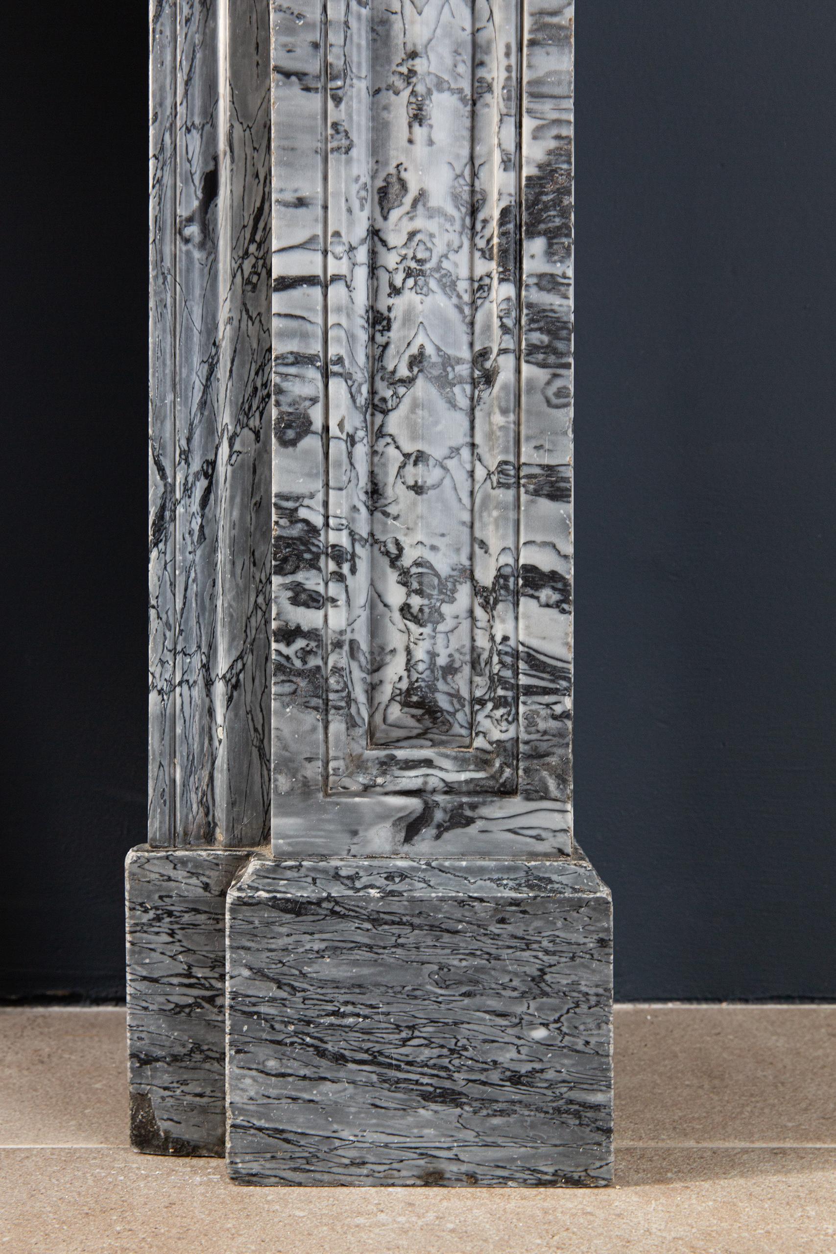 Antique Front Fireplace Gray Marble - Image 3