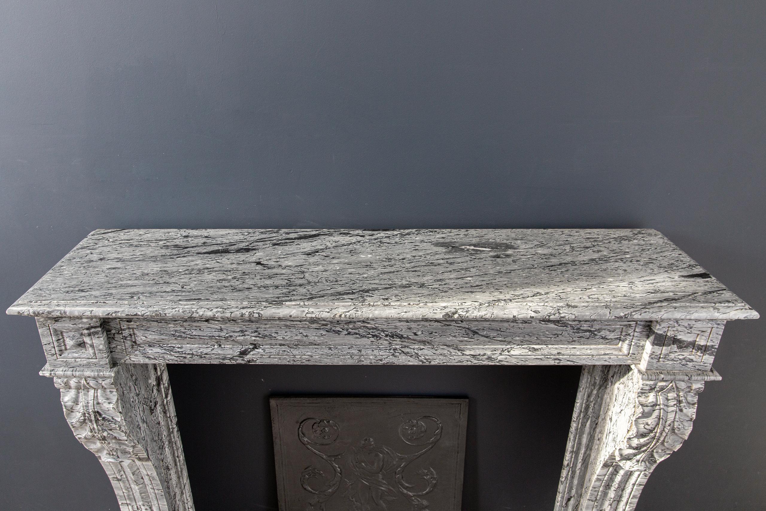 Antique Front Fireplace Gray Marble - Image 2