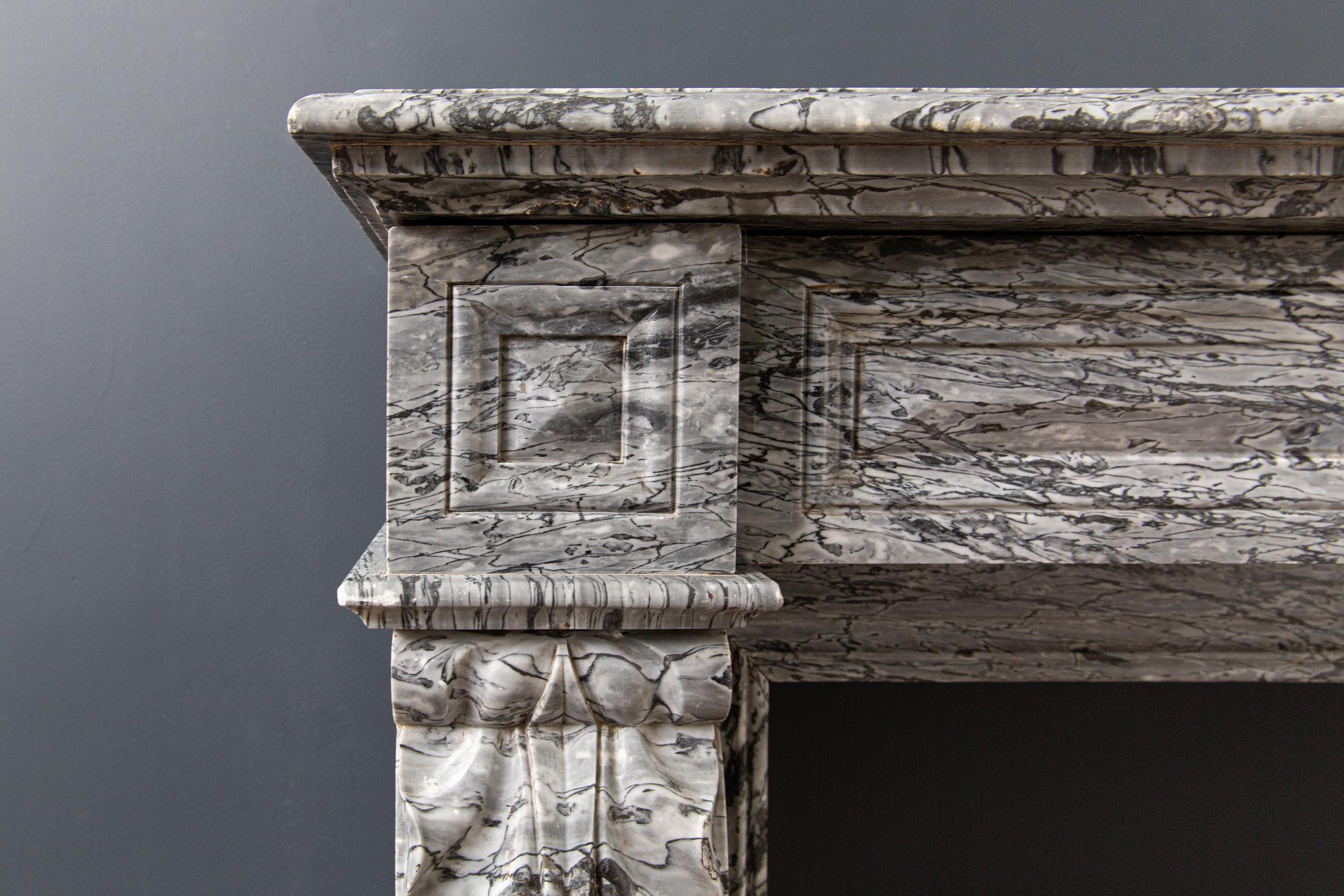 Antique Front Fireplace Gray Marble - Image 12