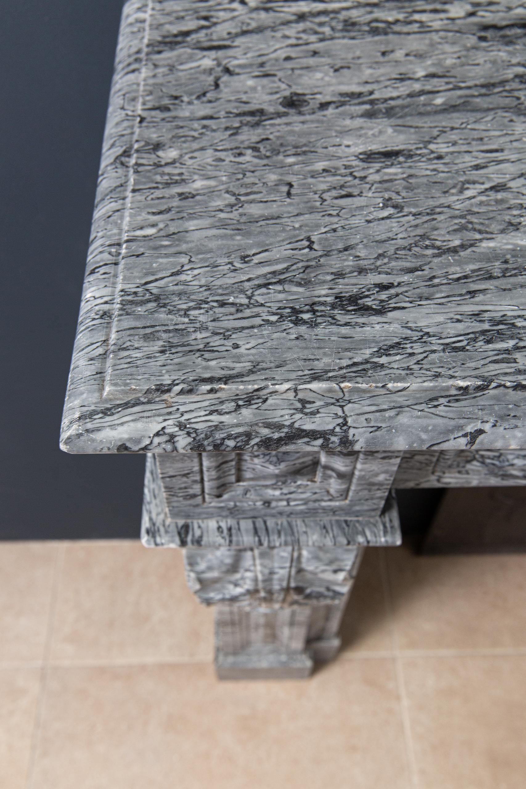 Antique Front Fireplace Gray Marble - Image 10