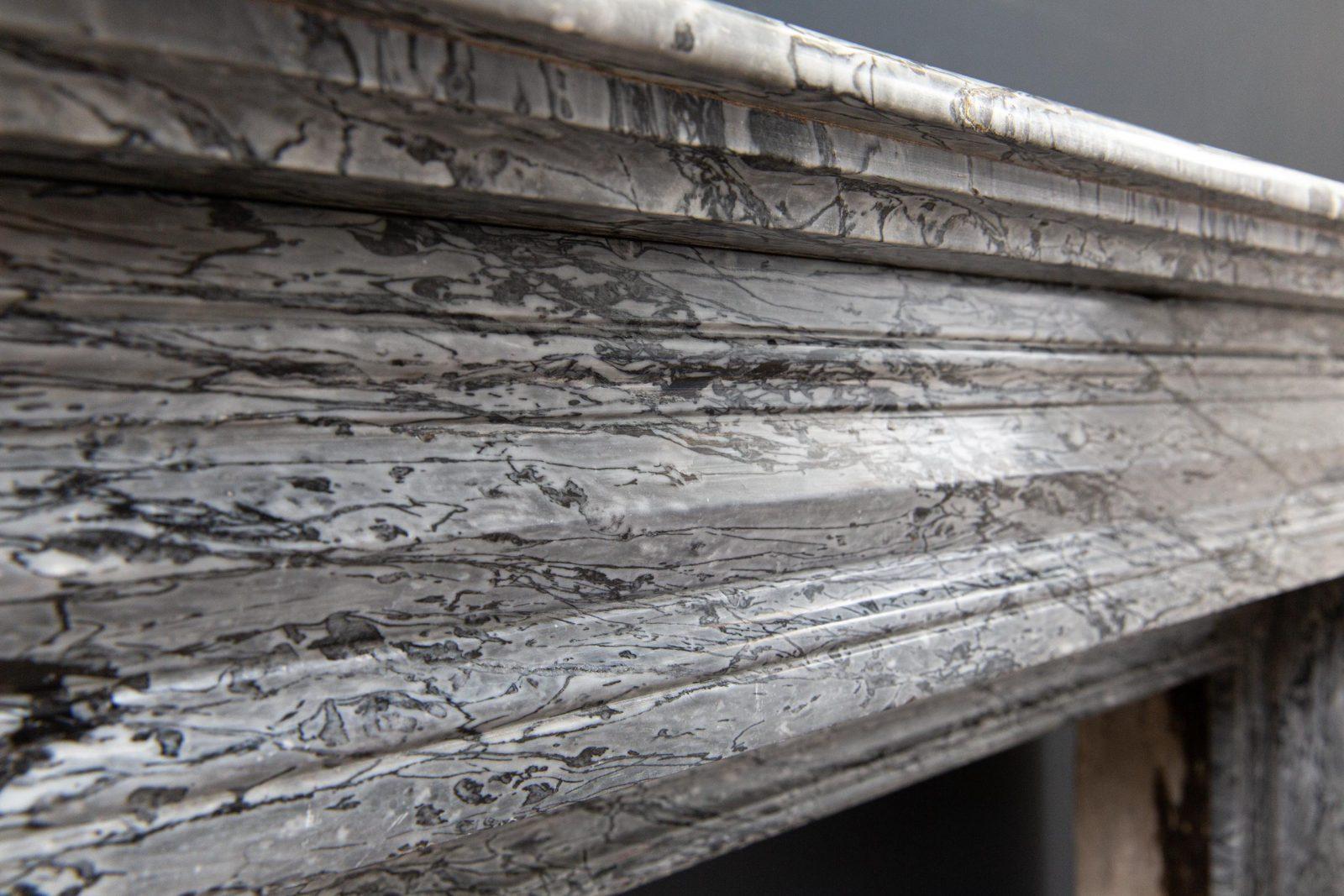 Antique Front Fireplace Gray Marble - Image 9