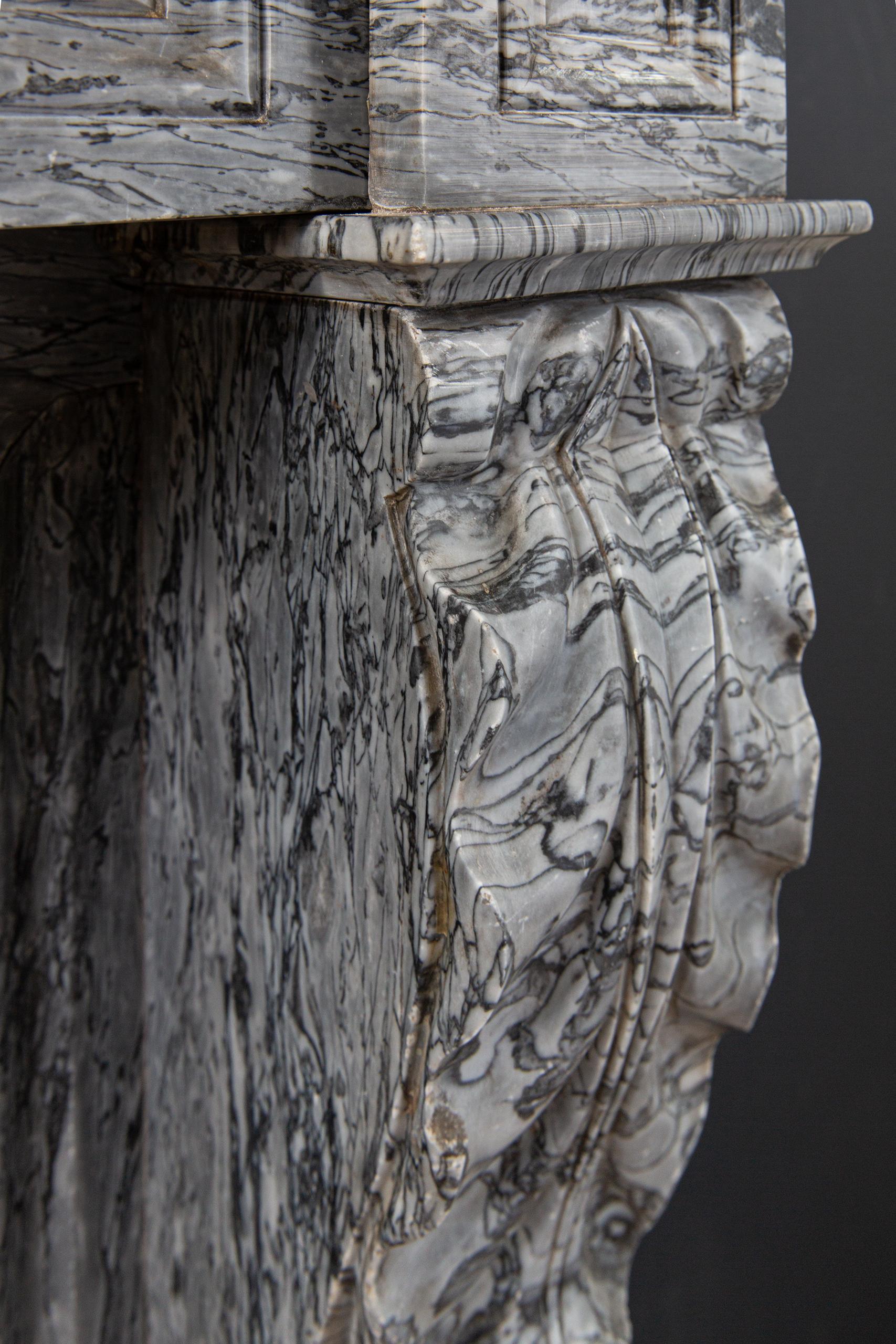 Antique Front Fireplace Gray Marble - Image 8