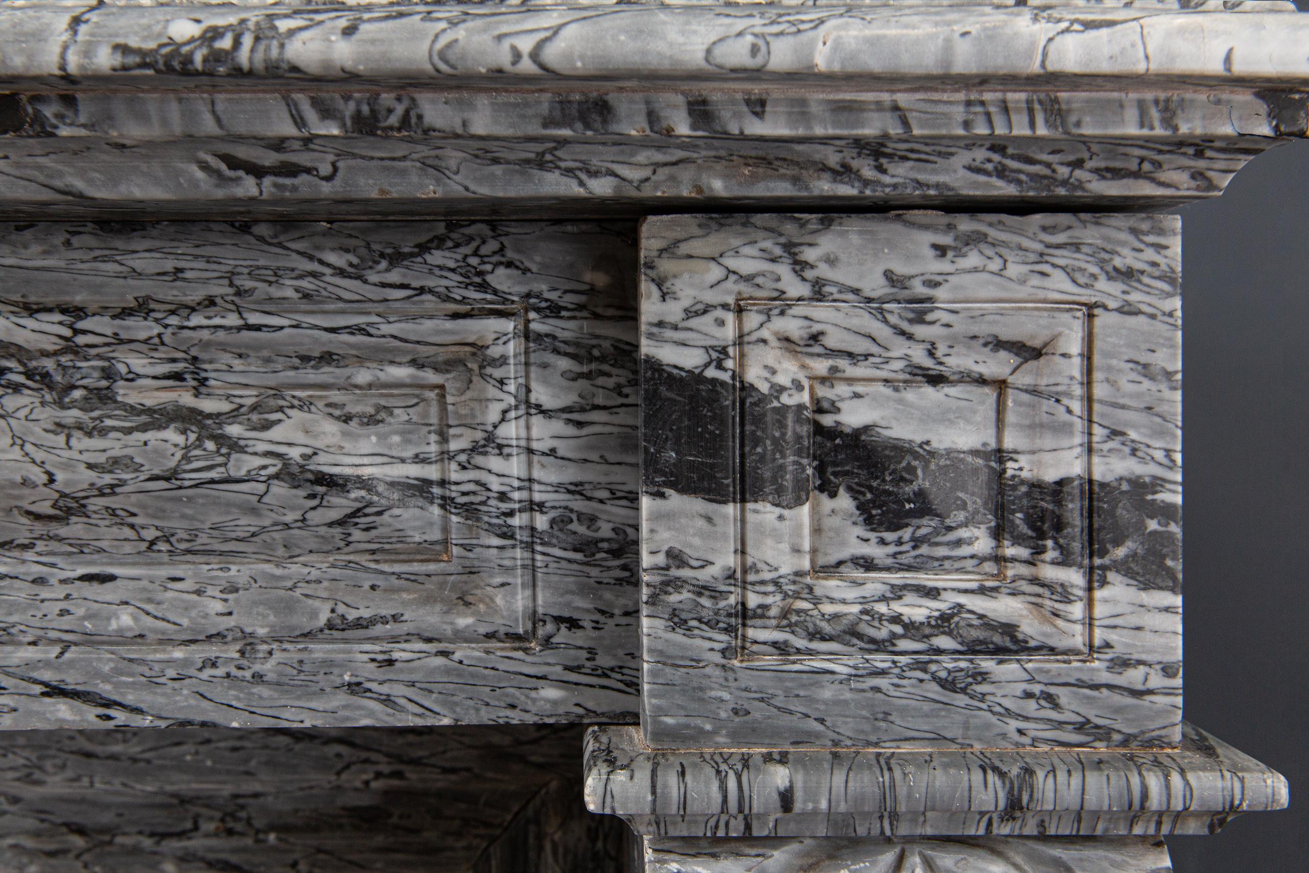 Antique Front Fireplace Gray Marble - Image 7