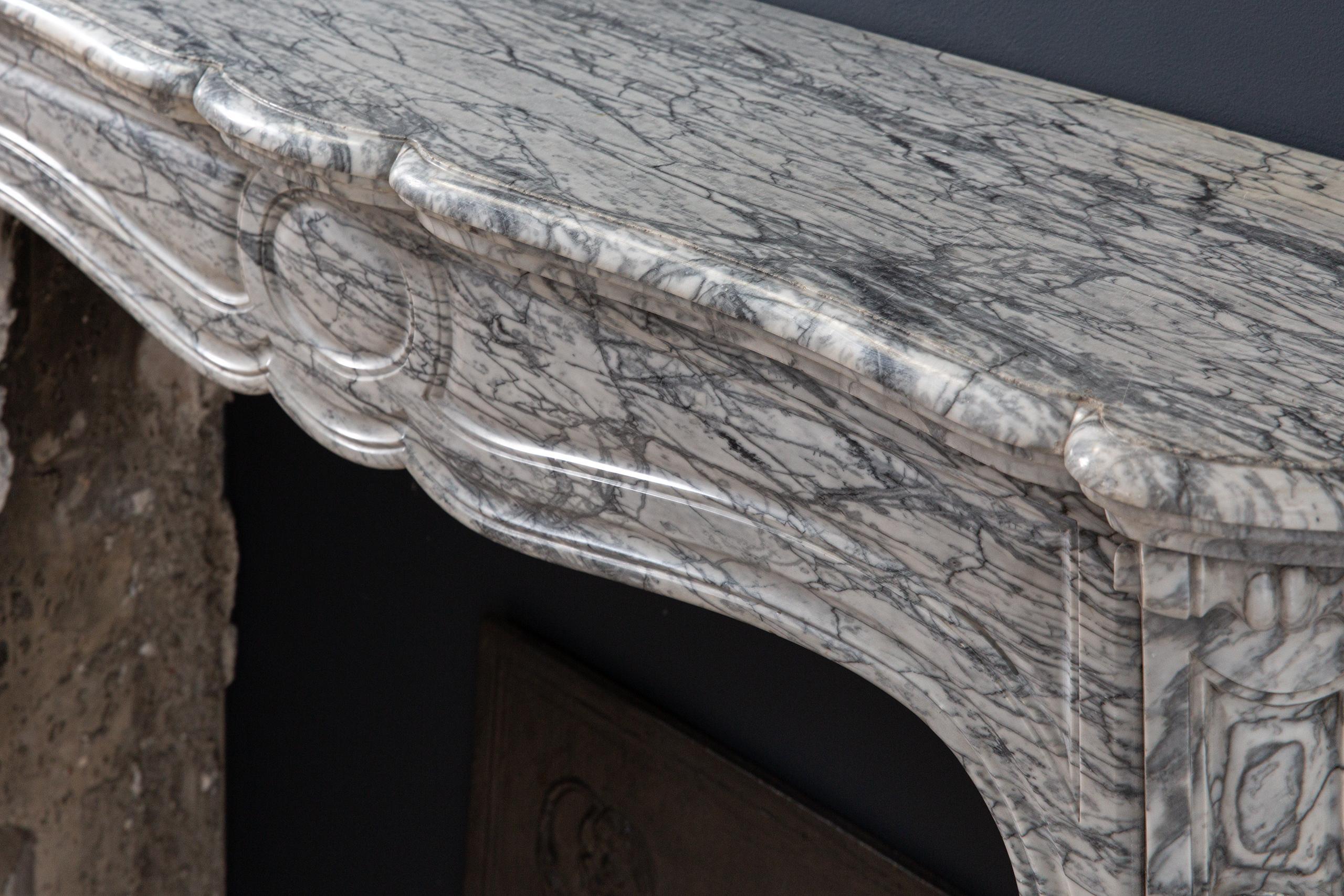 Gray Marble Antique Pompadour Front Fireplace - Image 5
